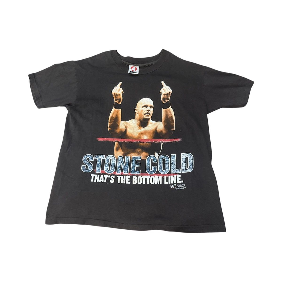 Vintage Vintage 90s WWF Stone Cold Flipping Bird T Shirt What? Size US L / EU 52-54 / 3 - 1 Thumbnail