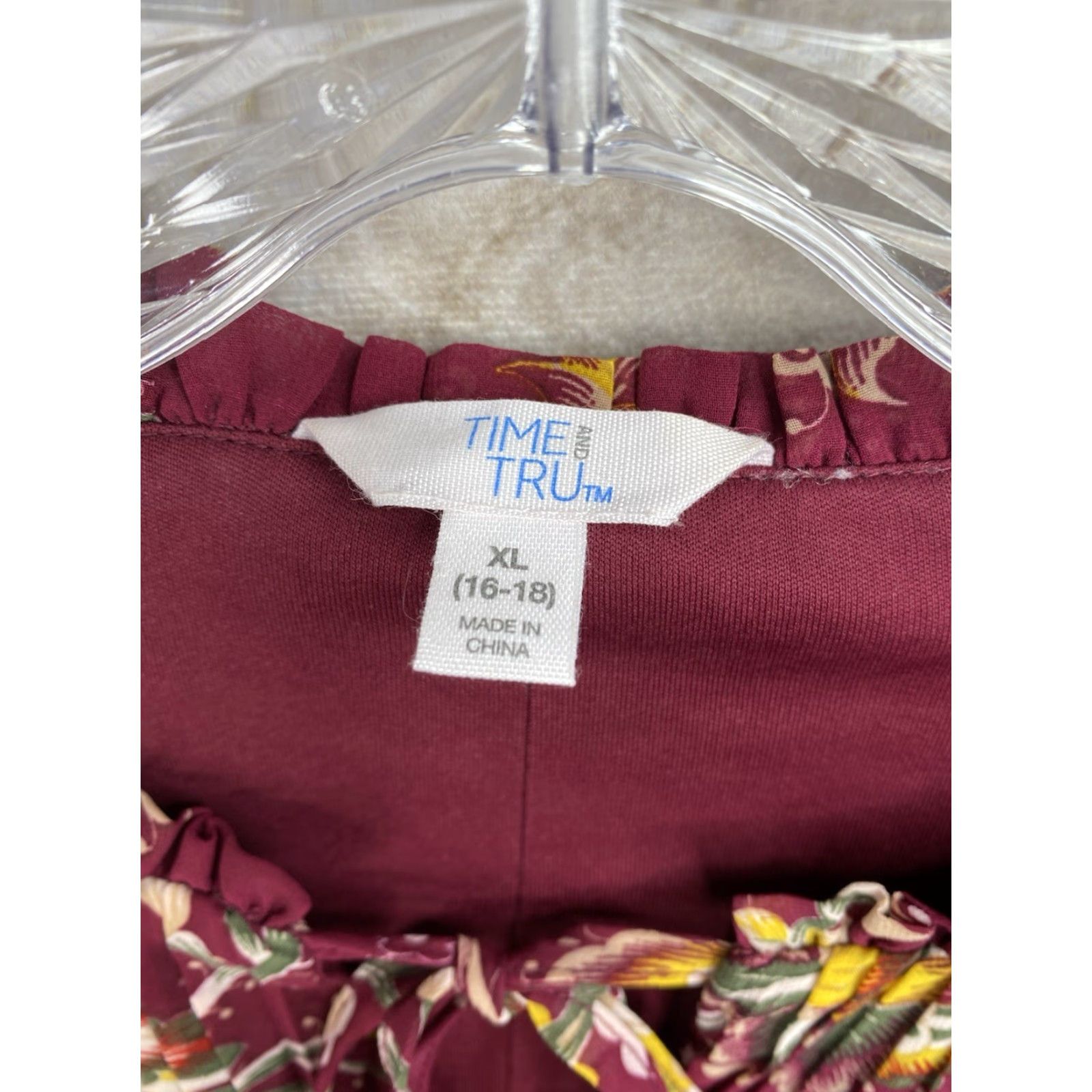 Vintage VINTAGE Time & Tru Dress XL 16/18 Burgundy Keyhole Floral Boho Hippie Lightweight Flowy Size XL / US 12-14 / IT 48-50 - 4 Thumbnail
