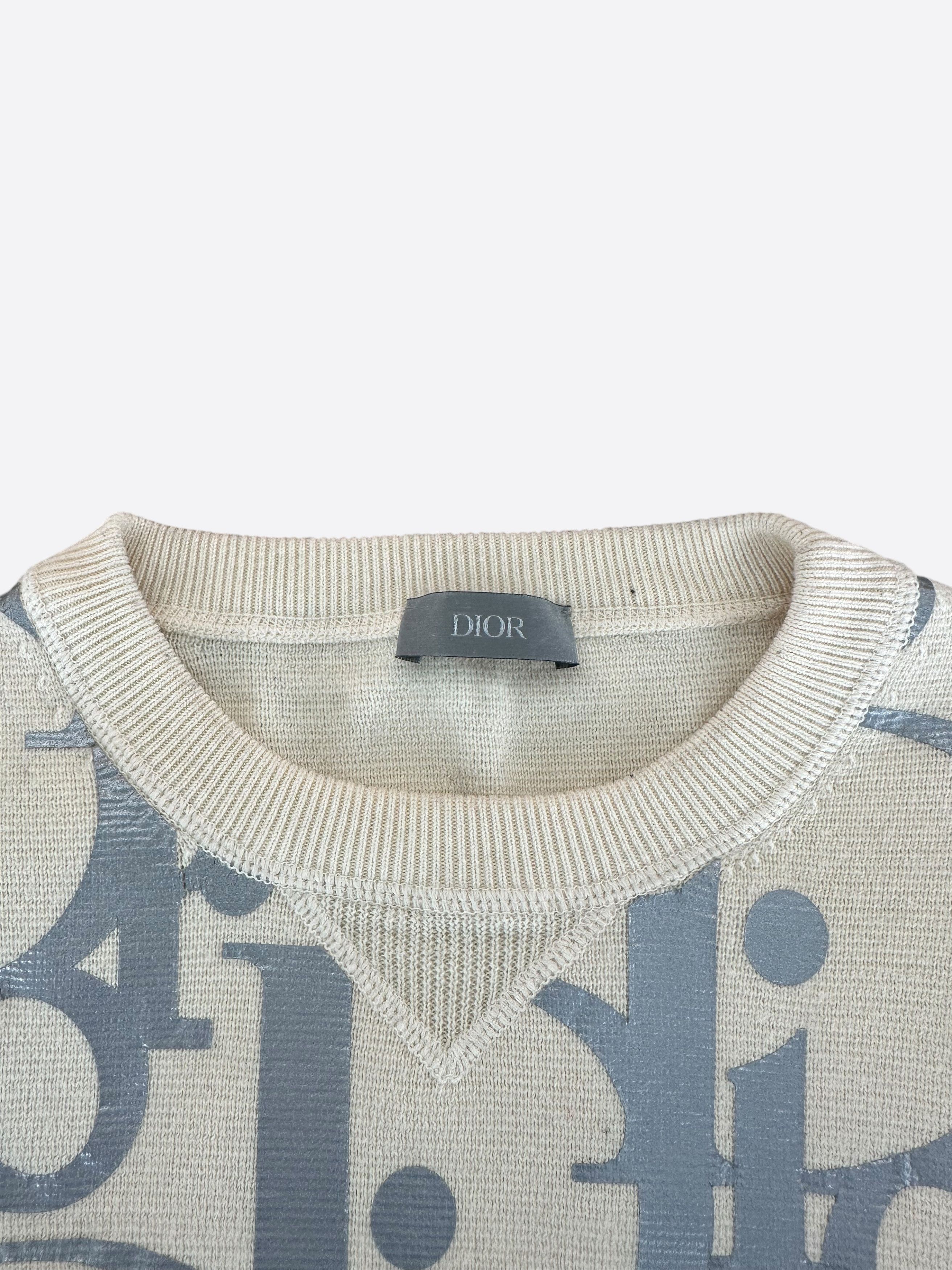 Dior Dior Beige & Silver Reflective Oblique Wool Sweater Size US M / EU 48-50 / 2 - 3 Thumbnail