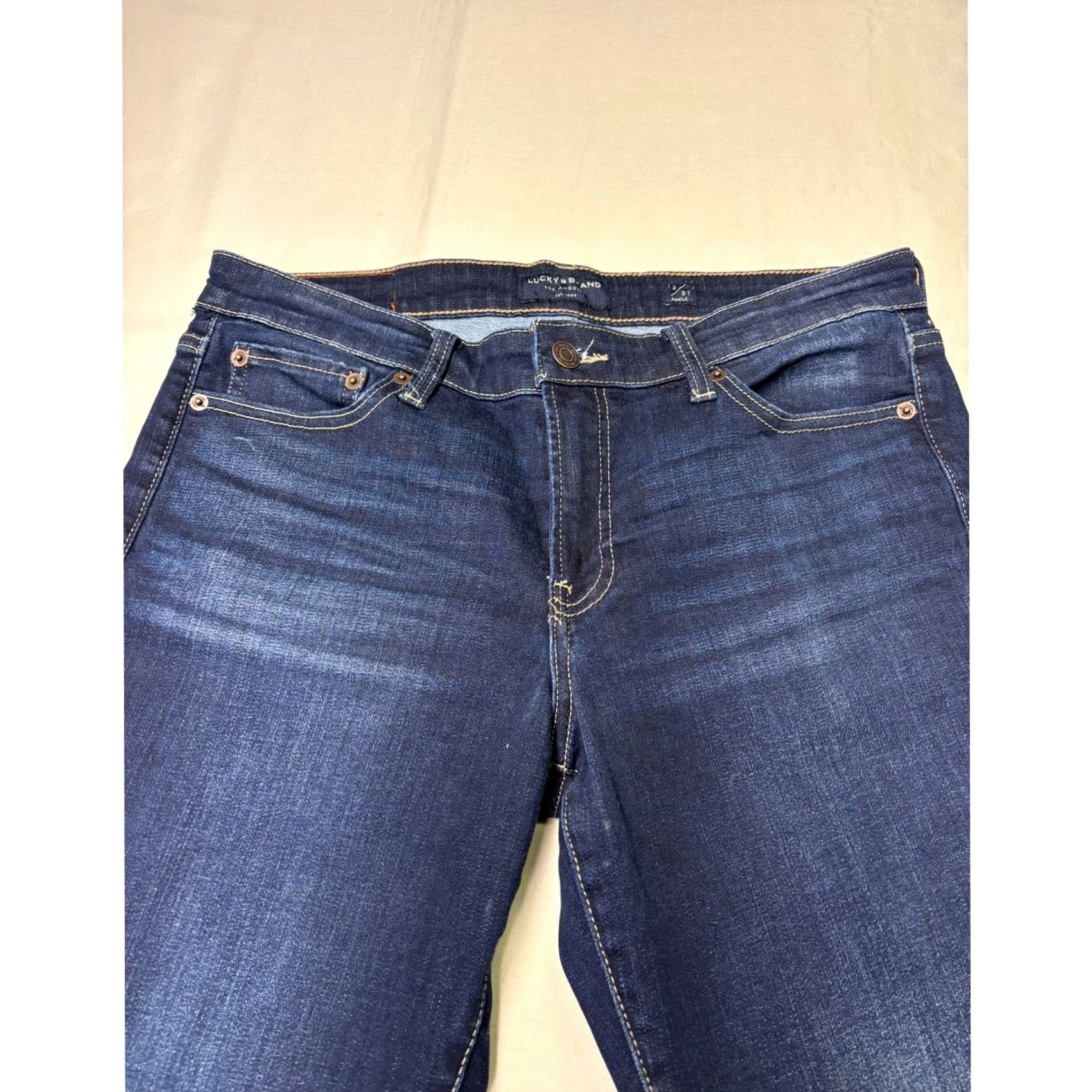 Lucky Brand Lucky Brand Jeans Dark Wash Straight Ankle Mid Rise 31 Women's Jeans 31x28 Slim Pockets Zipper Logo Denim Cotton Blend Spandex Size 24" / US 00 / IT 34 - 2 Thumbnail