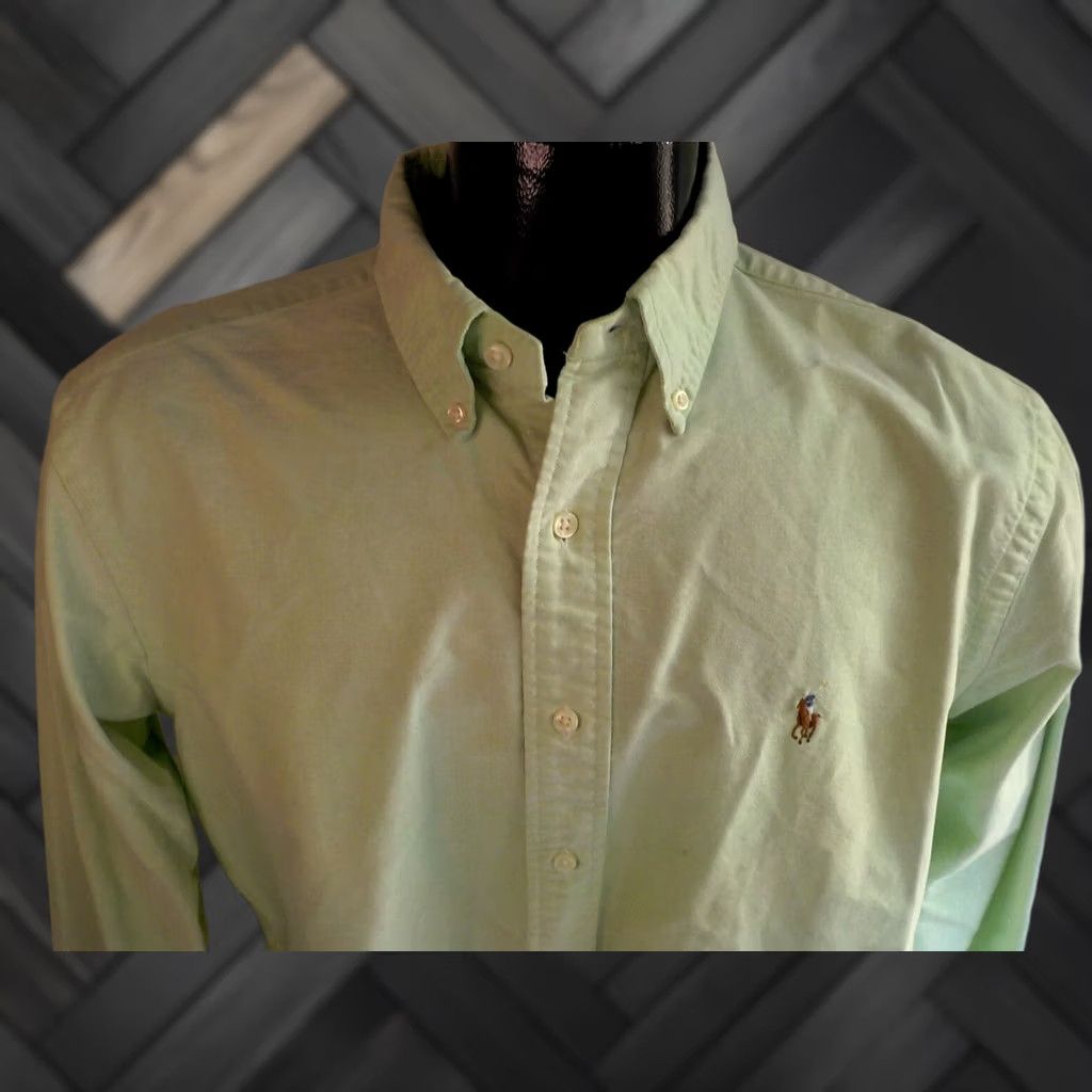 Polo Ralph Lauren RALPH LAUREN Button Down Shirt SZ LG Lime Green 100% Cotton Classic Fit Men's Dress Shirt Size US L / EU 52-54 / 3 - 1 Thumbnail