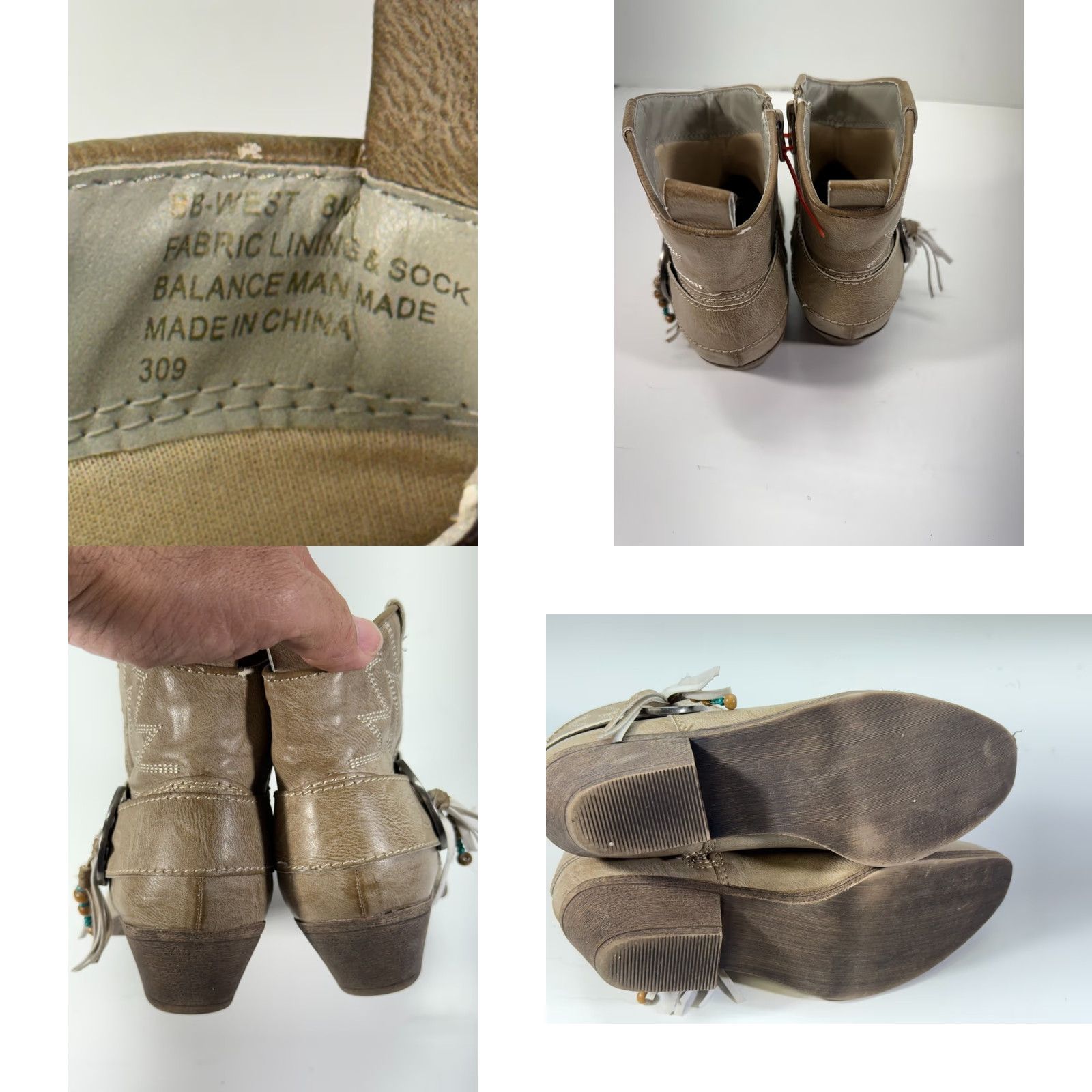 Vintage Big Buddha Western Ankle Bootie Womens 8M Brown Cowgirl Beaded Tassel Embroidered Boots Size US 8 / IT 38 - 8 Thumbnail