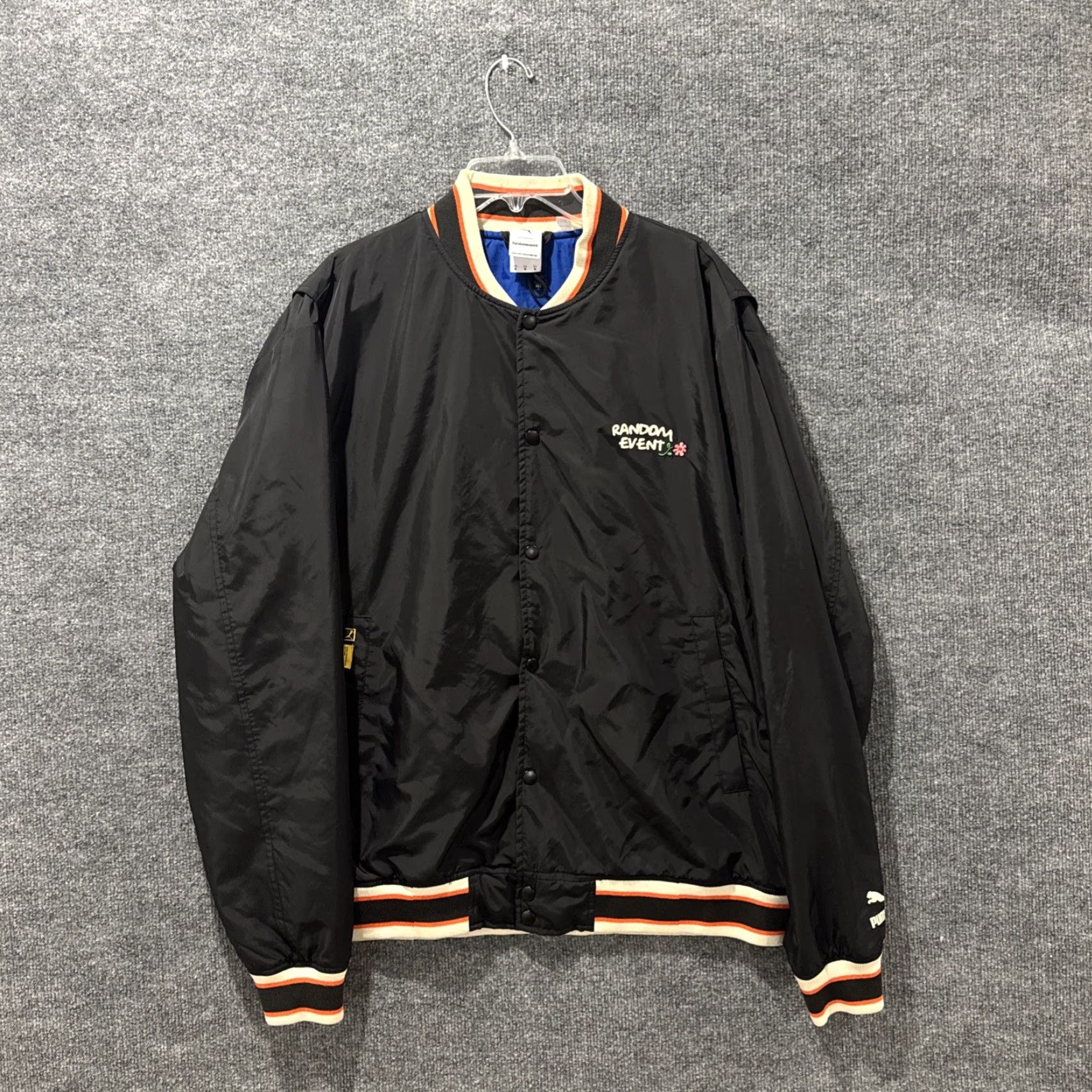 Puma PUMA Bomber Jacket Men XL Black Graphic Button Up X Random Event Y2K Rare IDU? Size US XL / EU 56 / 4 - 7 Thumbnail