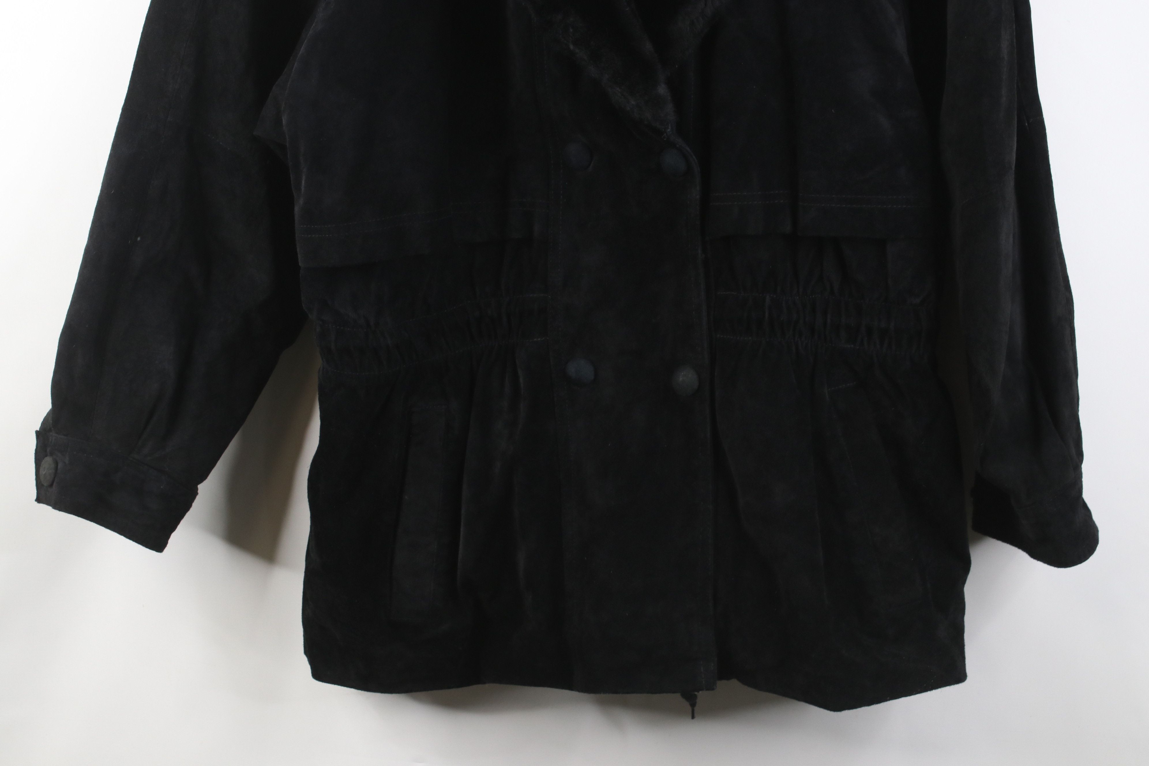 Vintage Vintage 90s Streetwear Suede Leather Double Breasted Jacket Size L / US 10 / IT 46 - 3 Thumbnail