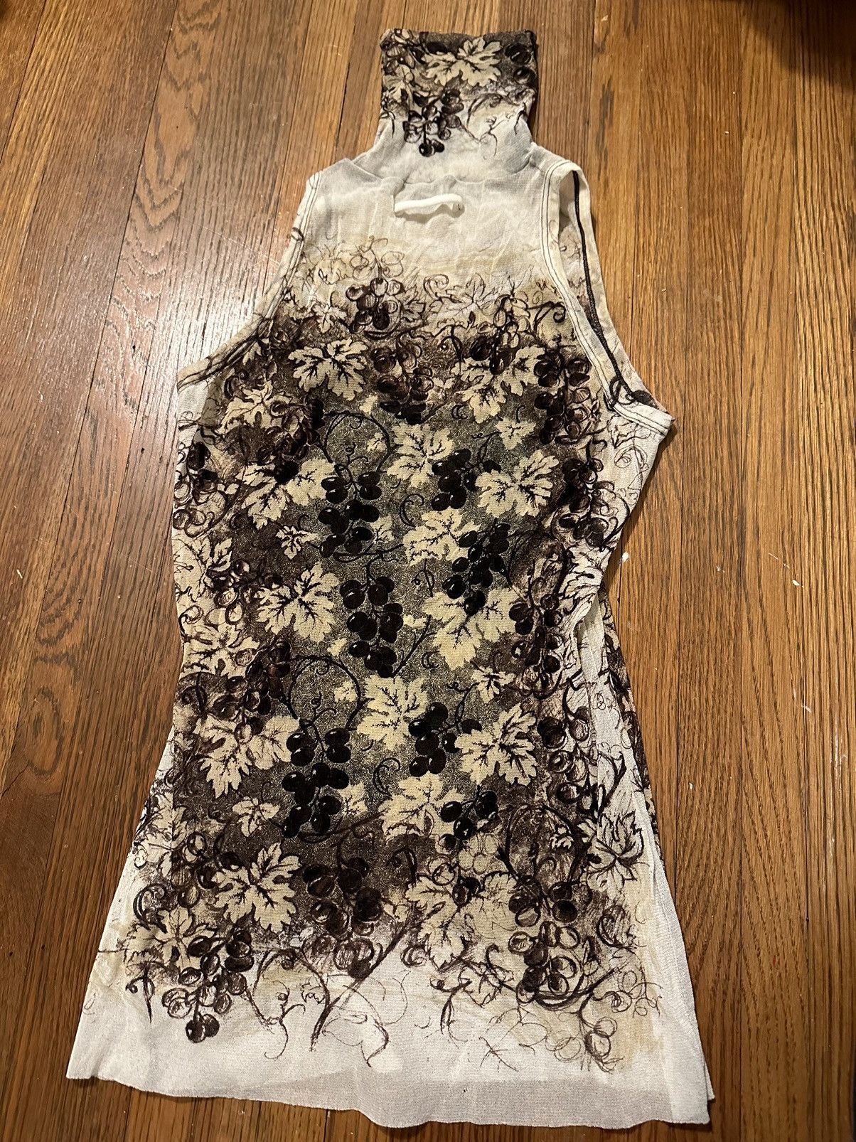 Designer RARE Jean Paul Gaultier Grape Print Mesh High Neck Tank Size XL / US 12-14 / IT 48-50 - 2 Thumbnail