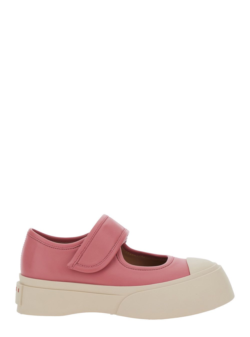 Marni 'Mary Jane' Pink Sandals with Touch-Strap Closure and Logo Patch on the Rear in Leather Woman Size US 7 / IT 37 - 1 Thumbnail