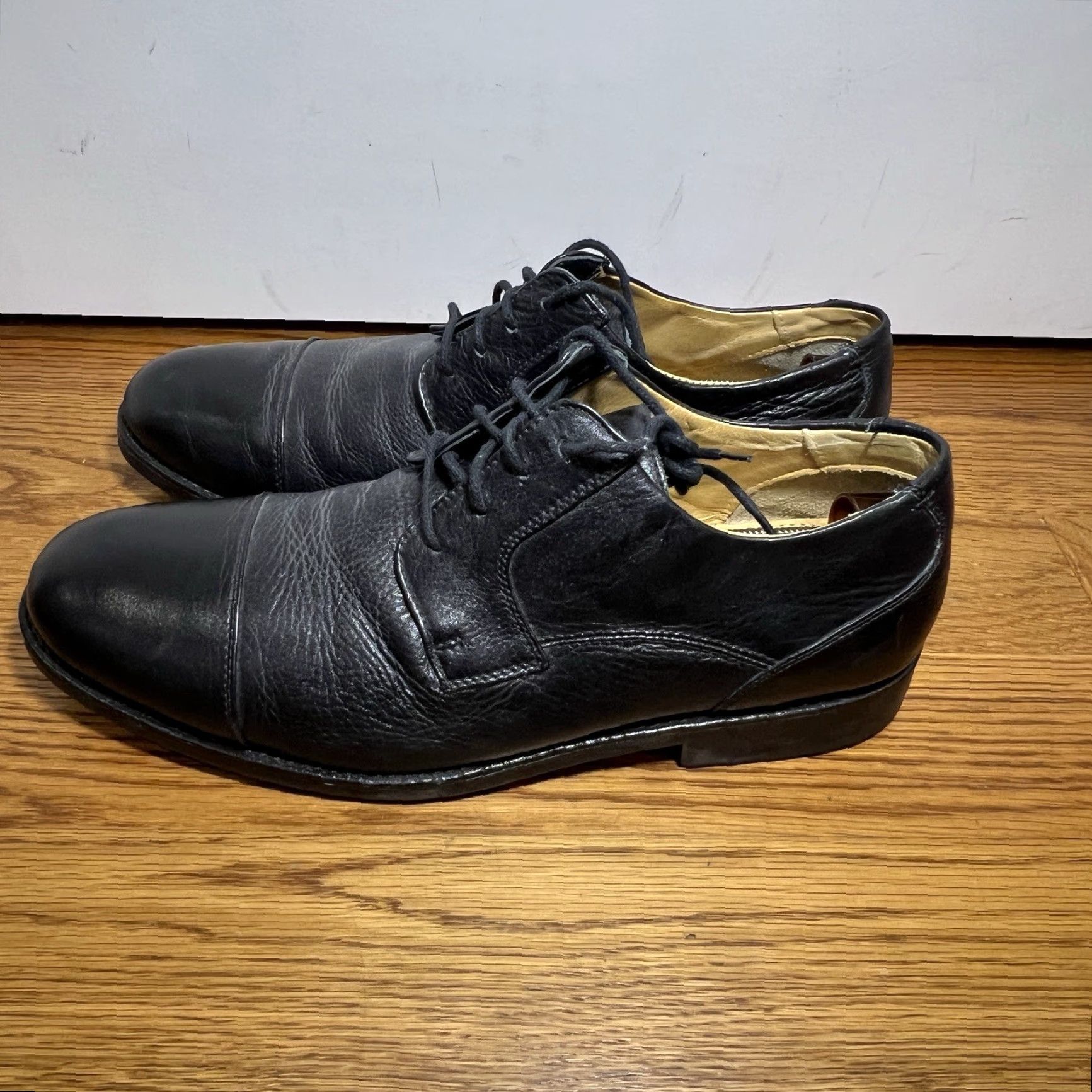 Vintage Mens Belvedere Duke Cap Toe Oxfords Leather Black Dress Shoes Size 12 Size ONE SIZE - 5 Thumbnail