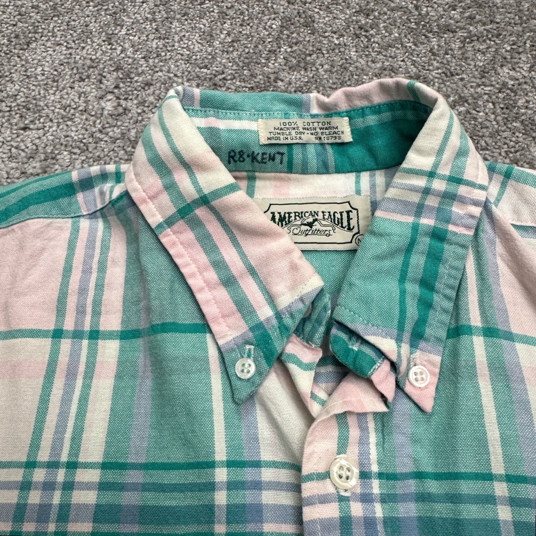 American Eagle Outfitters VINTAGE American Eagle Button Down Shirt Mens Medium Green Pink Plaid Cotton 90s Casual Size US M / EU 48-50 / 2 - 6 Thumbnail