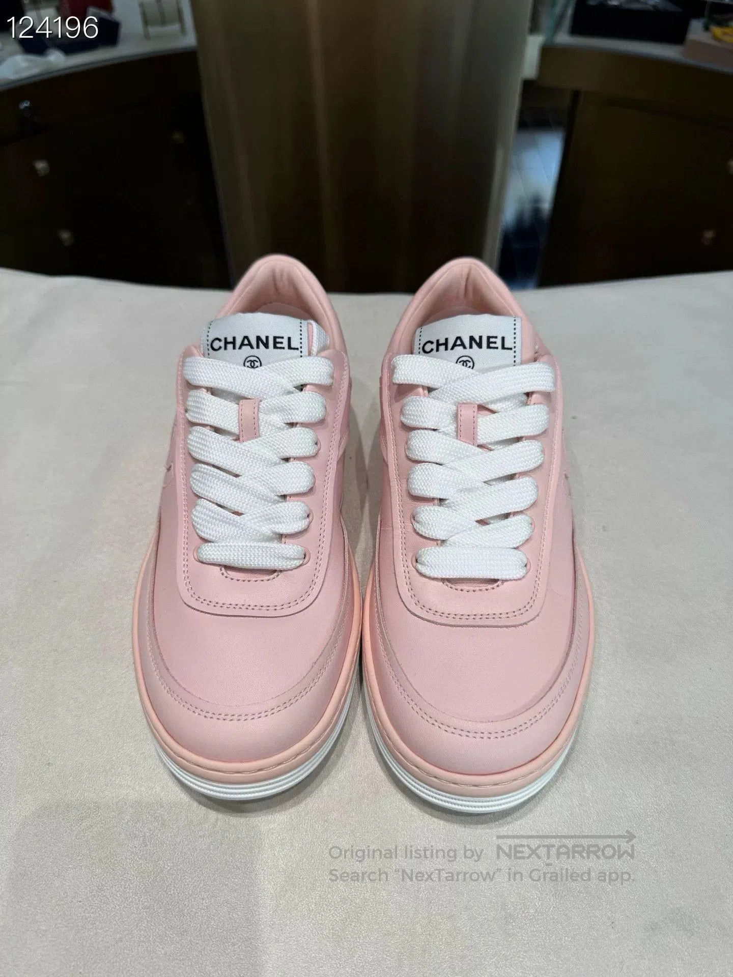 Chanel Chanel Pink Leather Sneakers. Size US 7 / IT 37 - 1 Thumbnail
