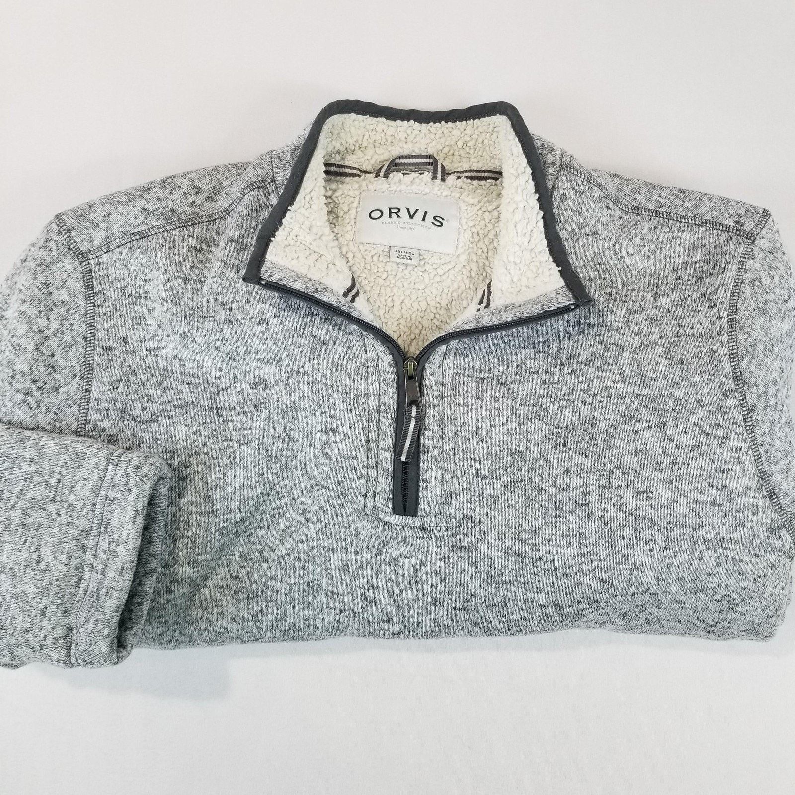 Orvis Orvis Pullover Mens 2XL Gray Sherpa Fleece Quarter Zip Size US XXL / EU 58 / 5 - 11 Thumbnail