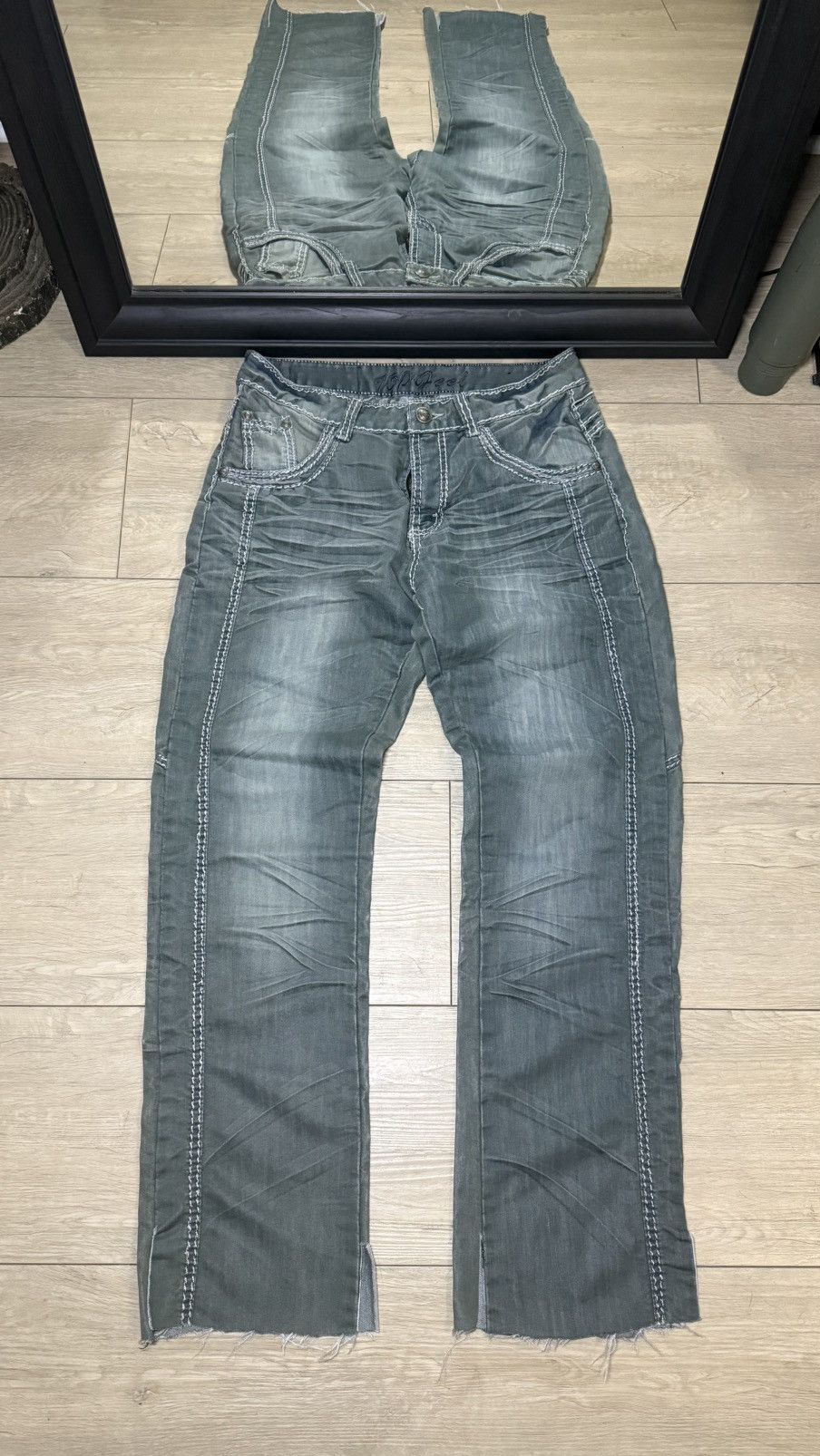 Other Y2K 2000s Top Feel Stone Wash Green Indigo Straight Legged Size US 32 / EU 48 - 1 Thumbnail