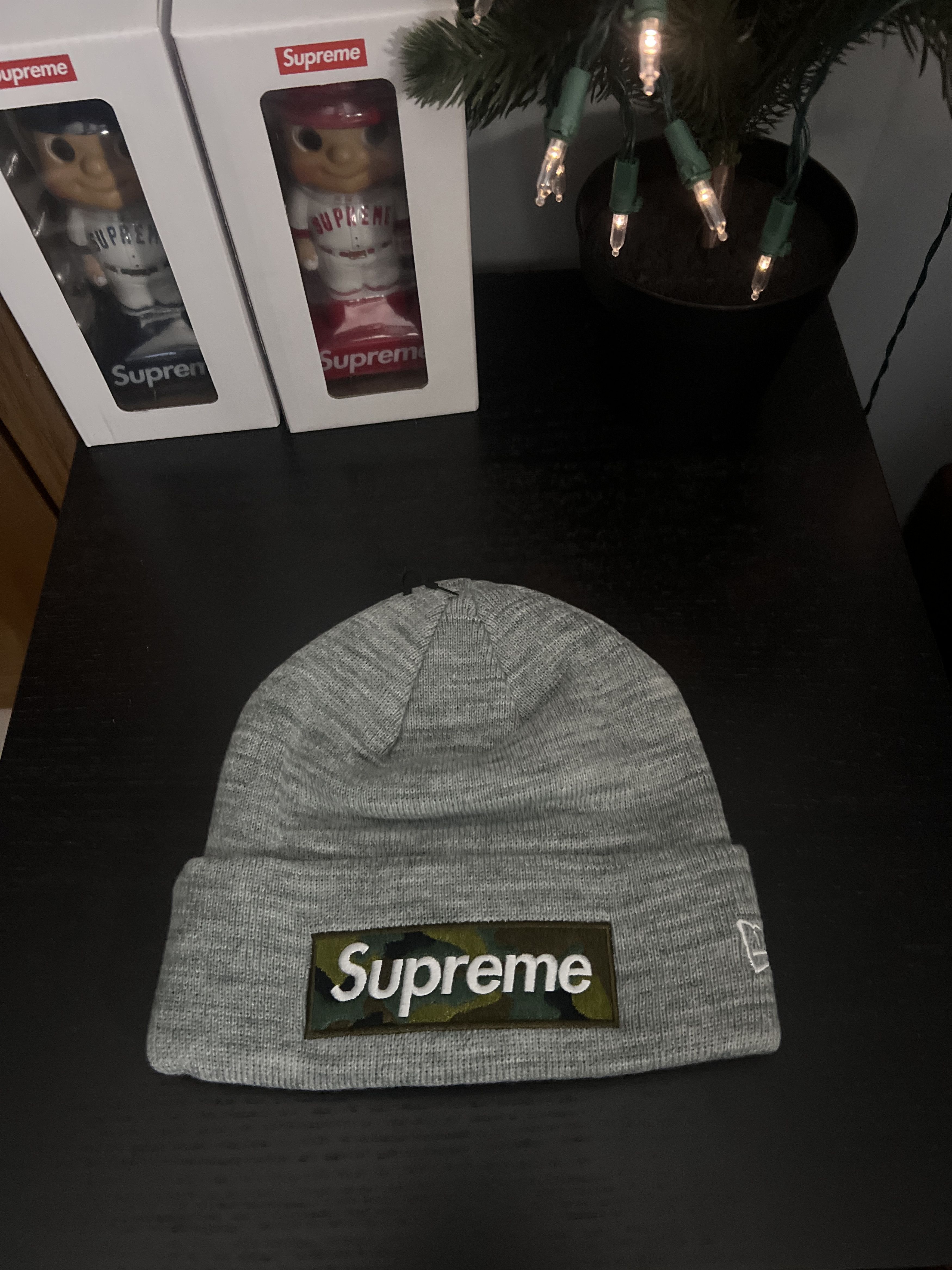 Supreme Camo Box Logo Beanie Heather Grey – Sports Connection