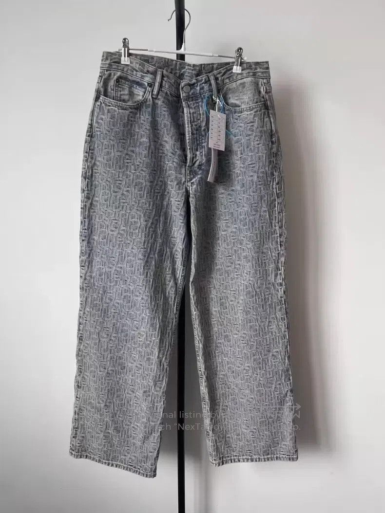 Acne Studios Acne Studios Logo Jacquard Wide Leg Denim Pants - Light Bl Size US 32 / EU 48 - 1 Thumbnail