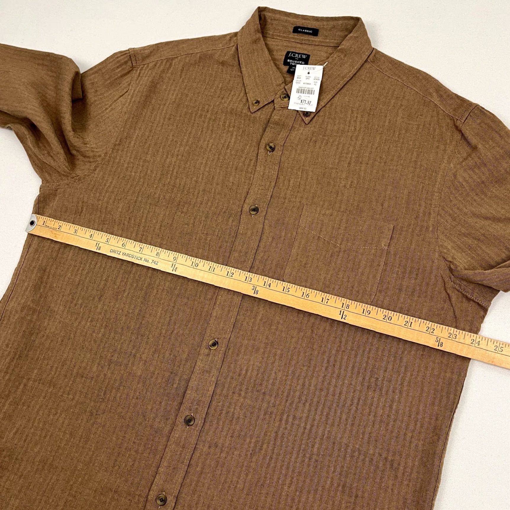 J.Crew J. Crew Brushed Twill Cotton Shirt Mens XL Classic Fit Brown Button Down NEW Size US XL / EU 56 / 4 - 4 Thumbnail