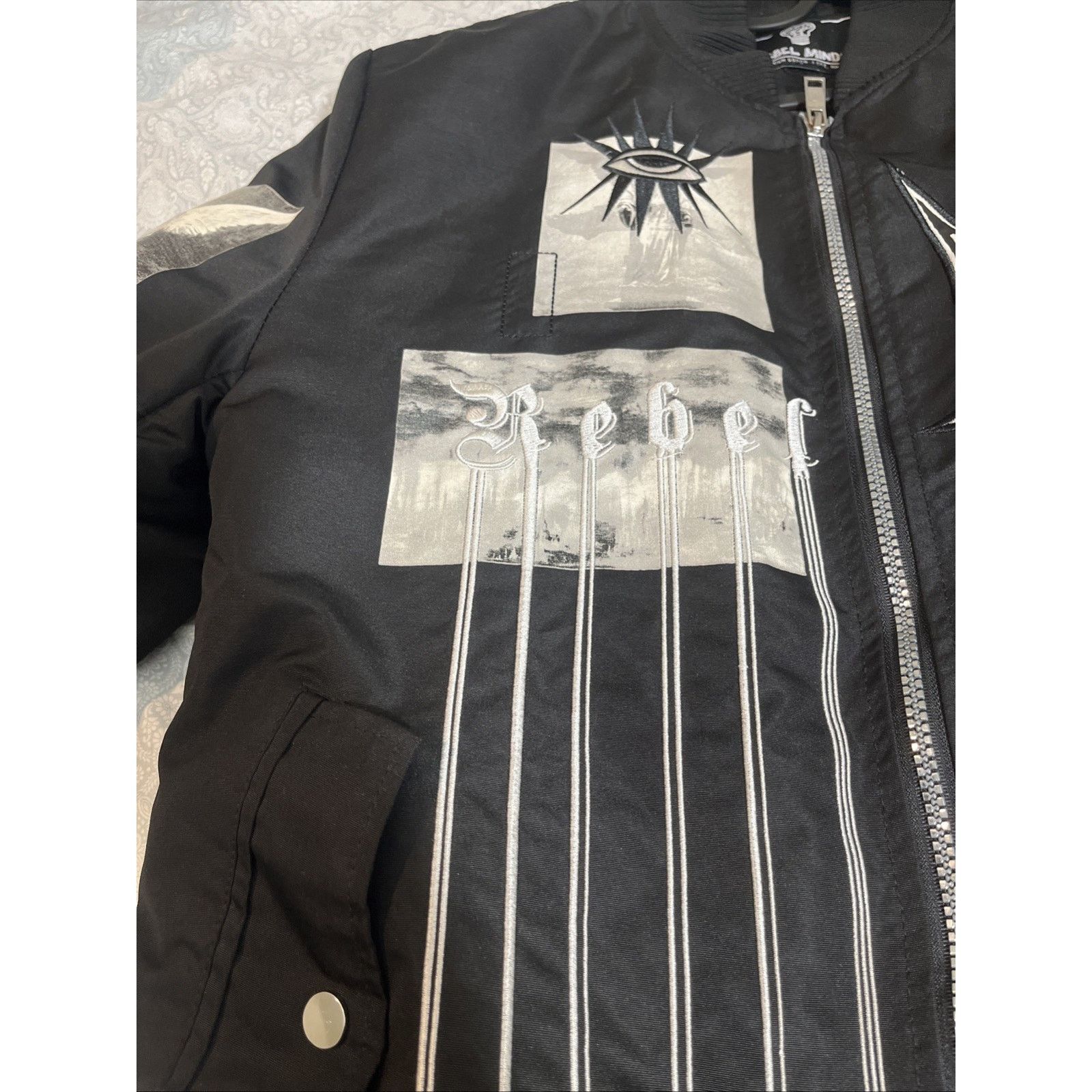 Other Rebel Minds Graphic Bomber Jacket Black MA-1 Padded Men’s Size US M / EU 48-50 / 2 - 7 Thumbnail