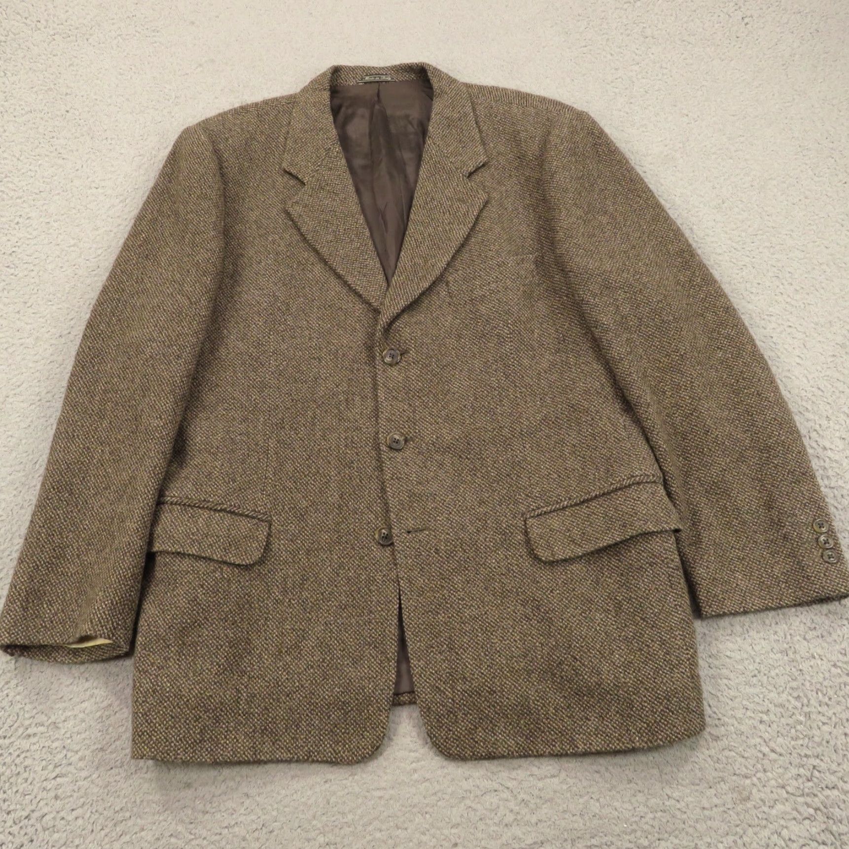 Banana Republic VINTAGE Banana Republic Blazer Jacket 44R Tweed Sport Coat Made in Italy Wool Nylon Men Regular Brown Size 44R - 3 Thumbnail