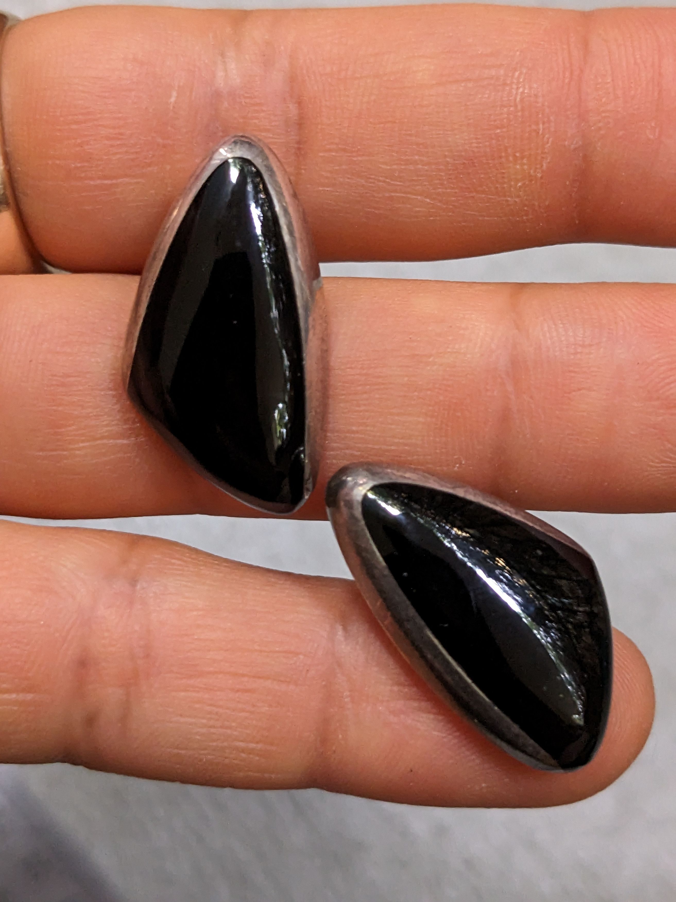 Jewelry Vintage Sterling Silver Earrings Mid Century Modern Triangle Size ONE SIZE - 9 Thumbnail
