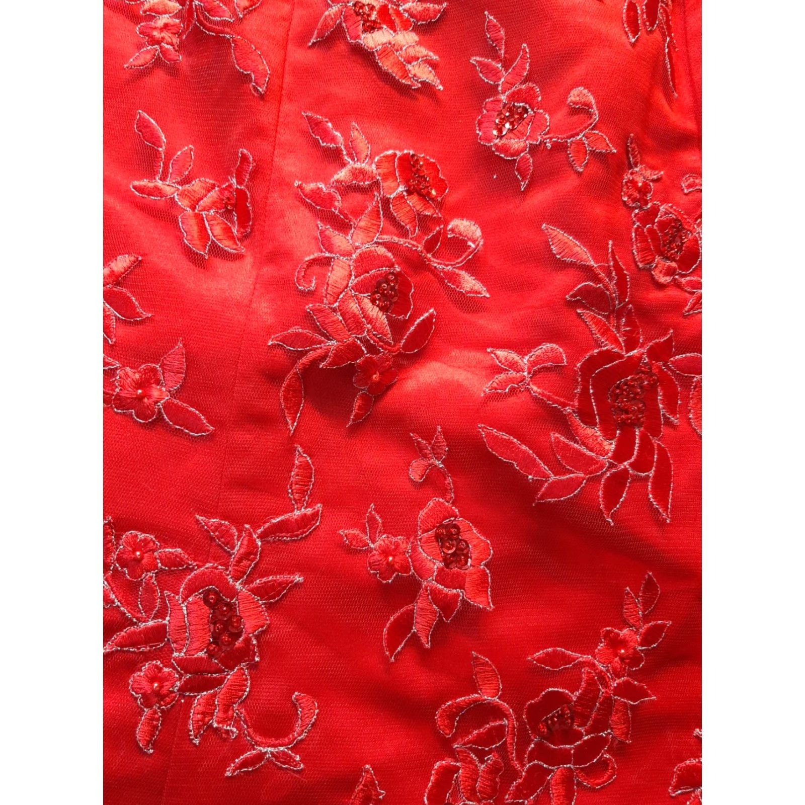 Vintage Hannah S Dress Strapless Red Beaded Ball Gown Womens Size 2 Polyester Long Party/Cocktail Size XS / US 0-2 / IT 36-38 - 3 Thumbnail