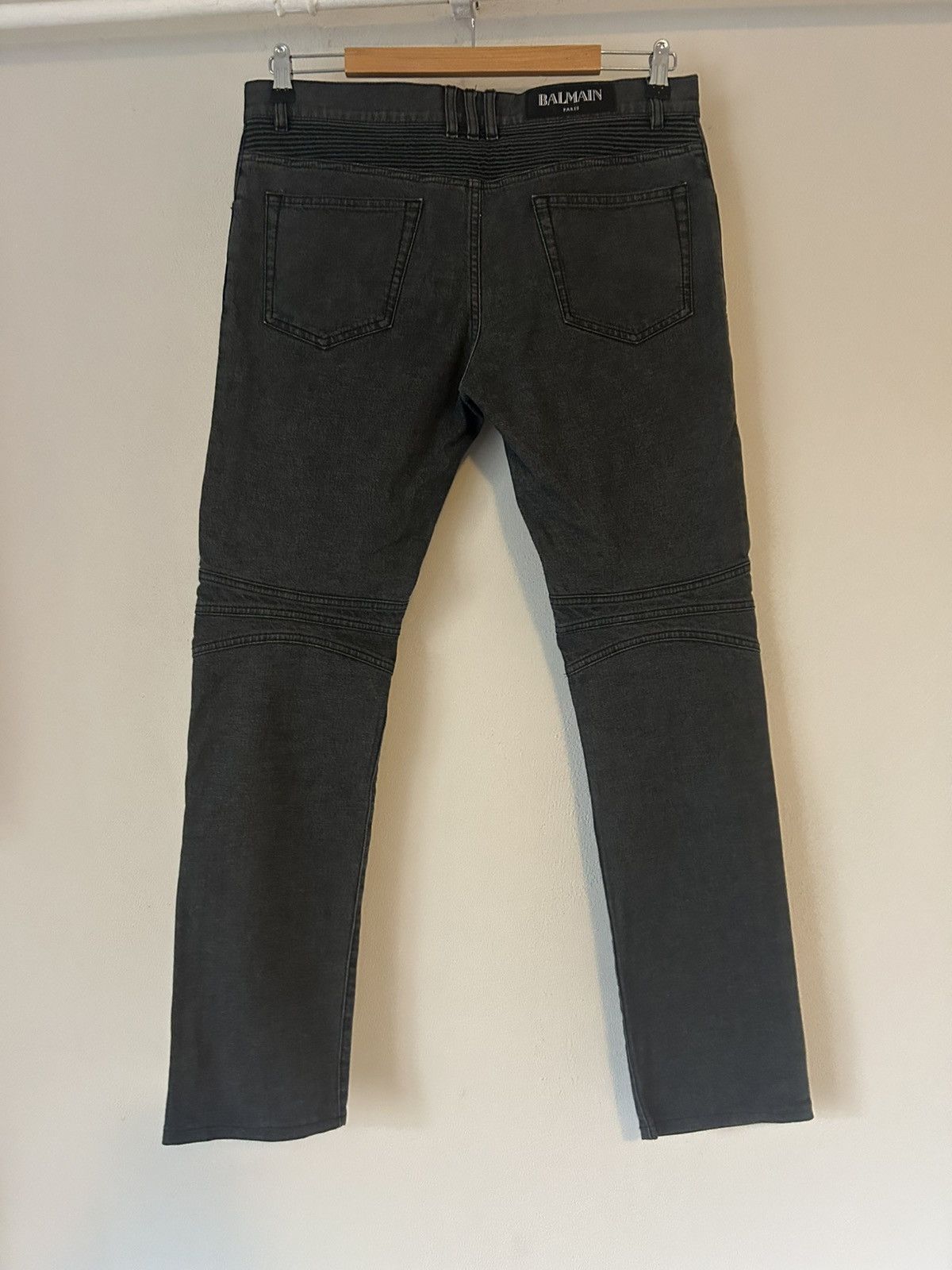 Balmain Balmain Slim-Fit Denim Biker Pants with Side Stripes Size US 32 / EU 48 - 2 Thumbnail