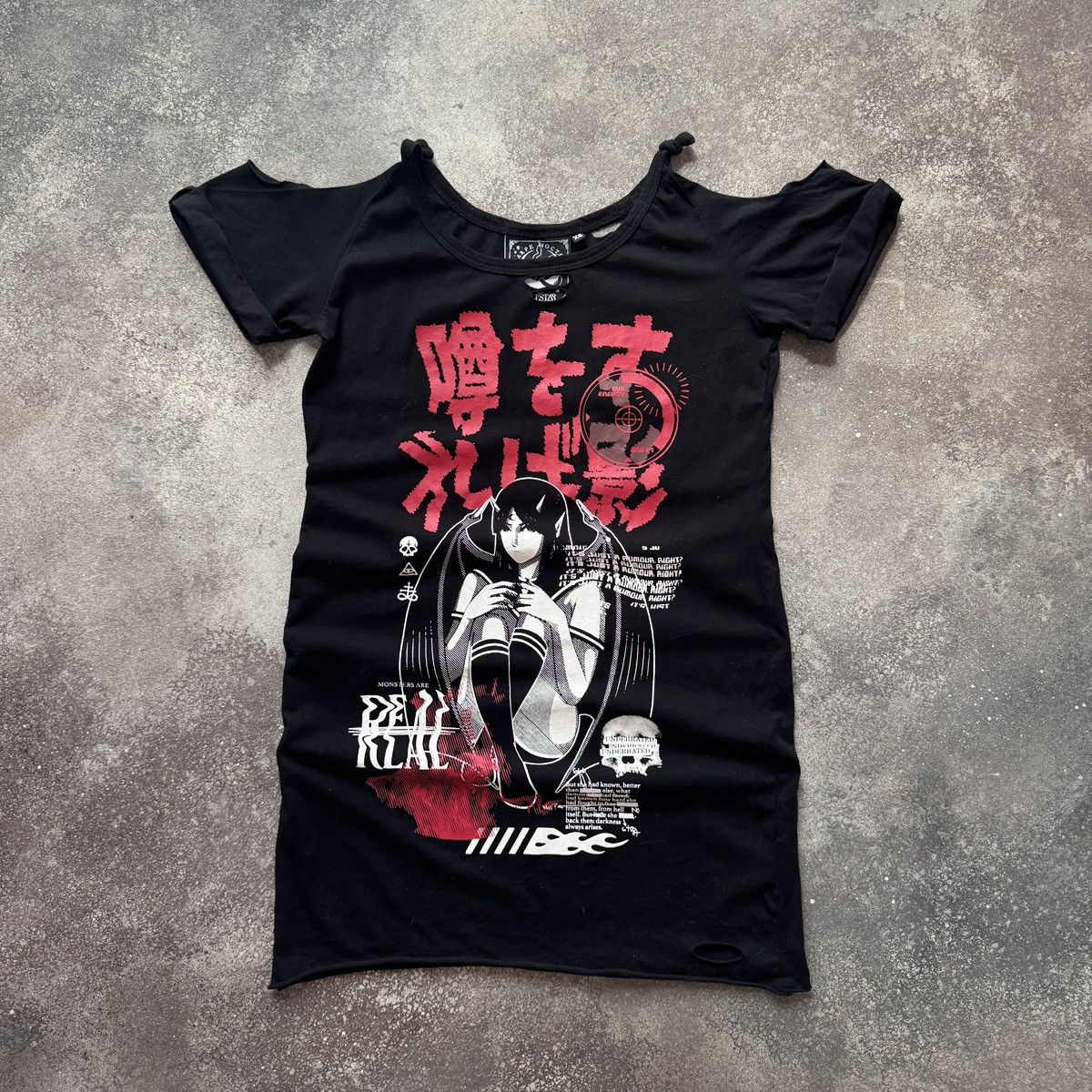 Killstar Killstar Y2K Gothic Punk Distressed Long T-Shirt / Dress Size S / US 4 / IT 40 - 2 Thumbnail