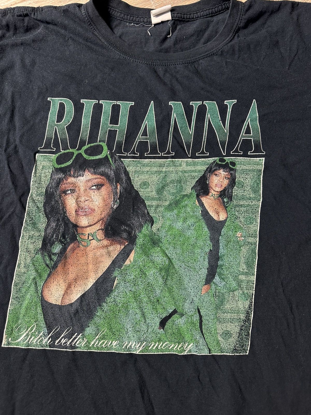 Band Tees × Rihanna × Vintage Vintage Trashed Rihanna "Bitch better have my money" Band Size US XL / EU 56 / 4 - 2 Thumbnail