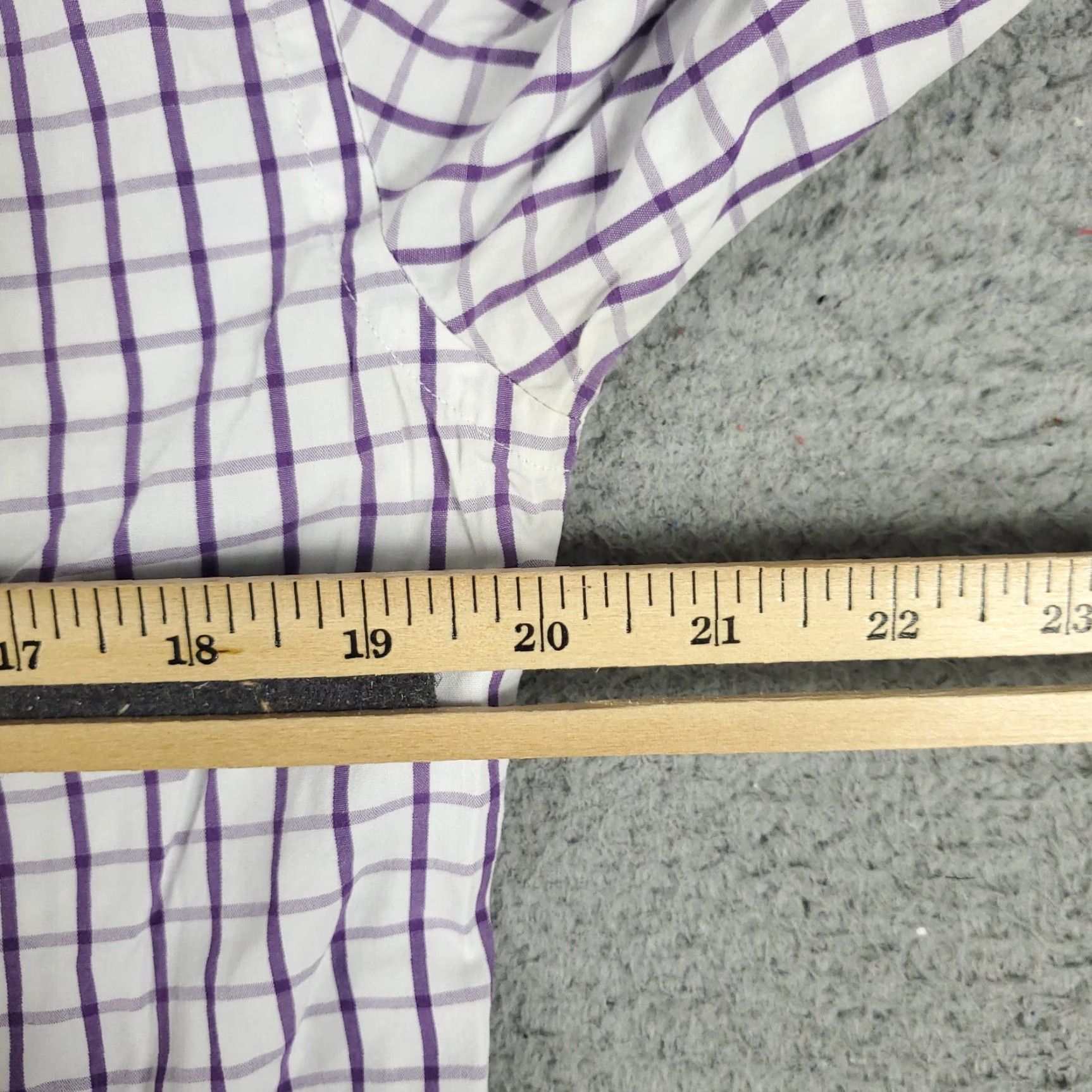Tommy Hilfiger VINTAGE Tommy Hilfiger Shirt Mens 15 Purple White Check Dress Button Up Long Sleeve Adult Regular 15 Purple American Classic Preppy Wedding Men Size 40R - 7 Thumbnail