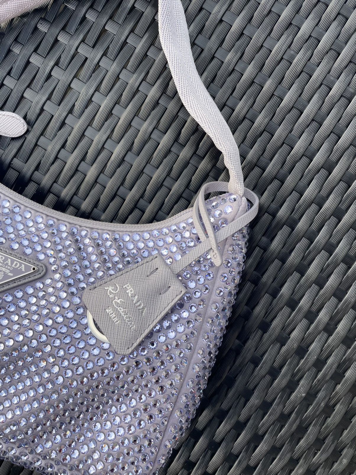 Prada Prada Purple Crystal 2000 Re-Ed Hobo Handbag Satin Silver Size ONE SIZE - 5 Thumbnail