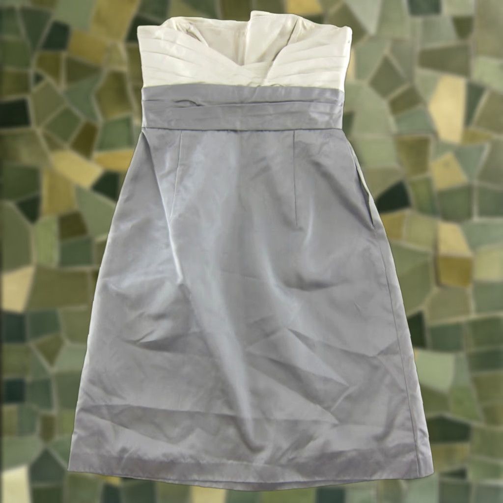 Vintage VINTAGE Jim Hjelm Dress Strapless Satin Face Taffeta Pewter Gathered Bodice Knee Length 12 Womens Gray 90s Wedding Formal Size XL / US 12-14 / IT 48-50 - 1 Thumbnail