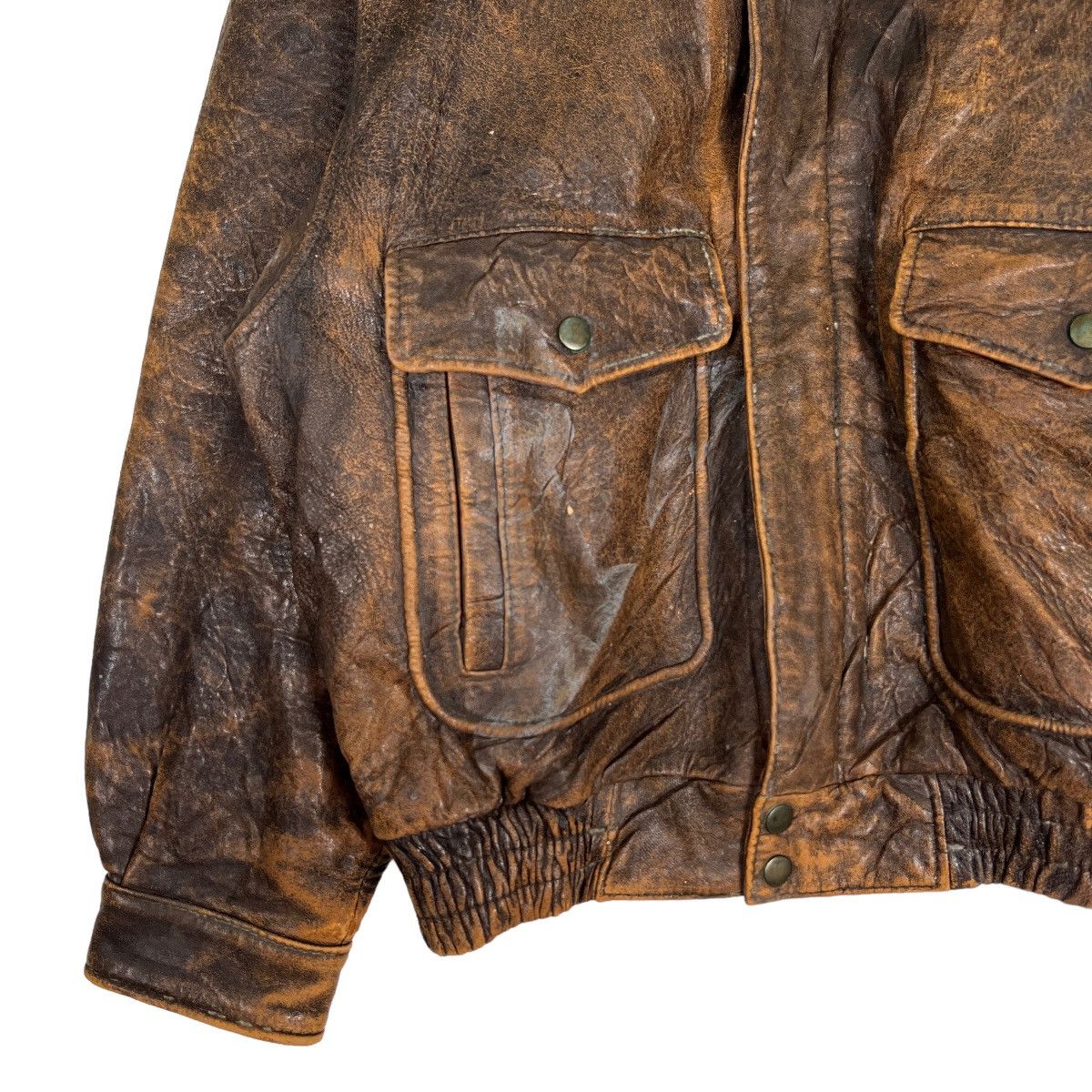 Japanese Brand 🔥 TRUE VINTAGE K&A LEATHER BOMBER JACKET Size US L / EU 52-54 / 3 - 6 Thumbnail