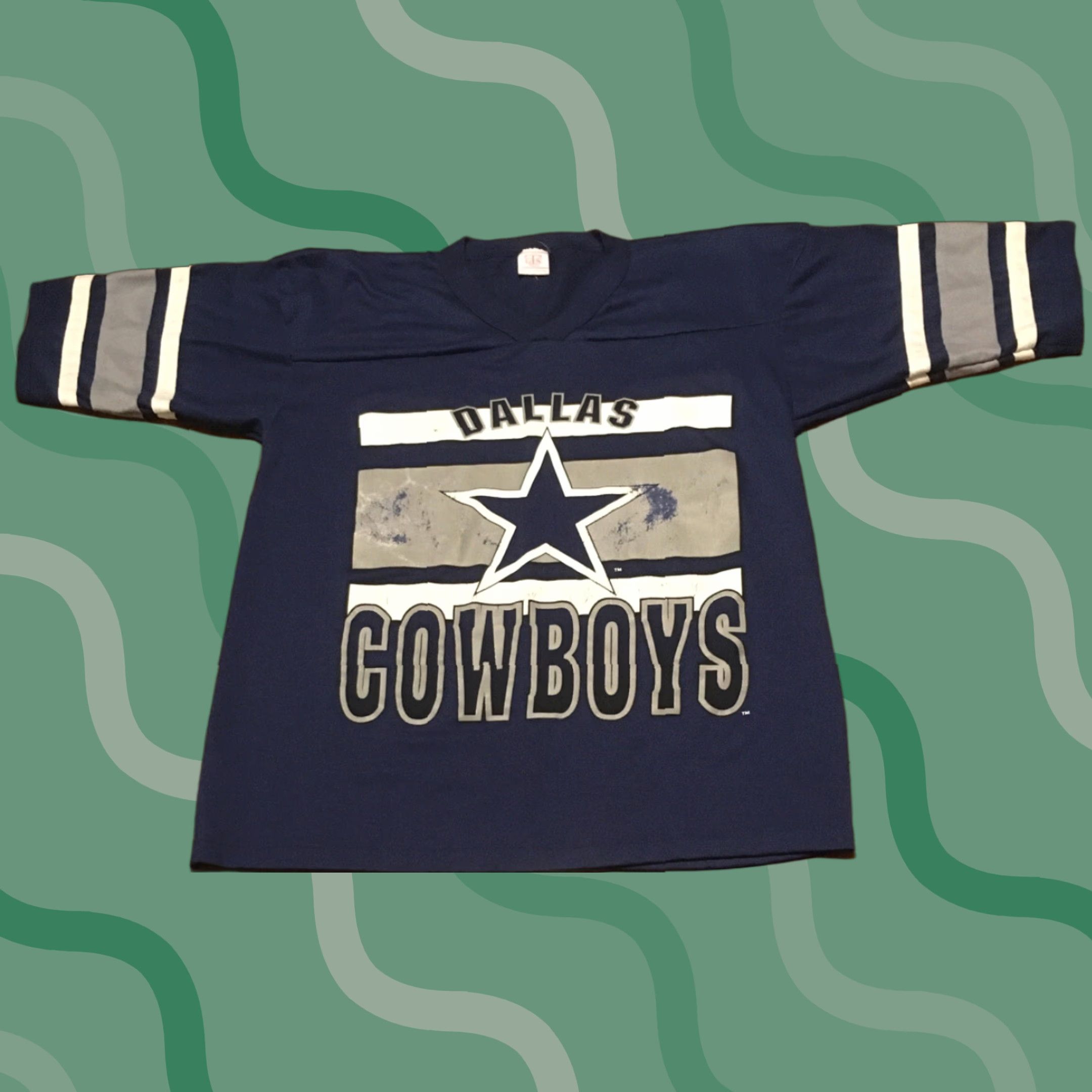 NFL VINTAGE GTS Dallas Cowboys T-Shirt - NFL Single Stitch - Blue/White - Size L - Men’s Cotton Blend V-Neck Graphic Tee Size US L / EU 52-54 / 3 - 1 Thumbnail