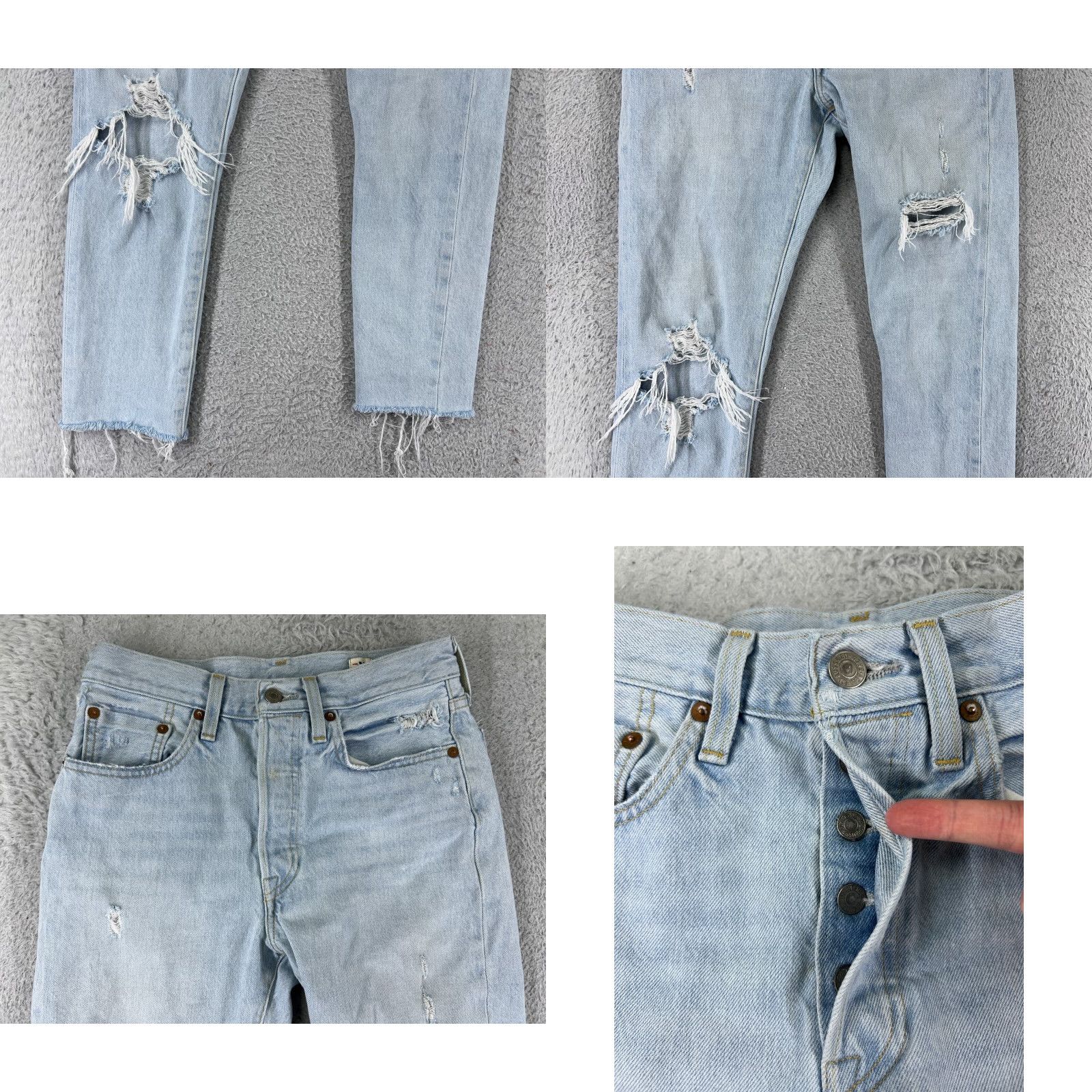 Levi's Levis Jeans Womens 501 Regular 26 White Denim Button 5-Pocket Distressed Stretch Vintage No Size 26" / US 2 / IT 38 - 8 Thumbnail