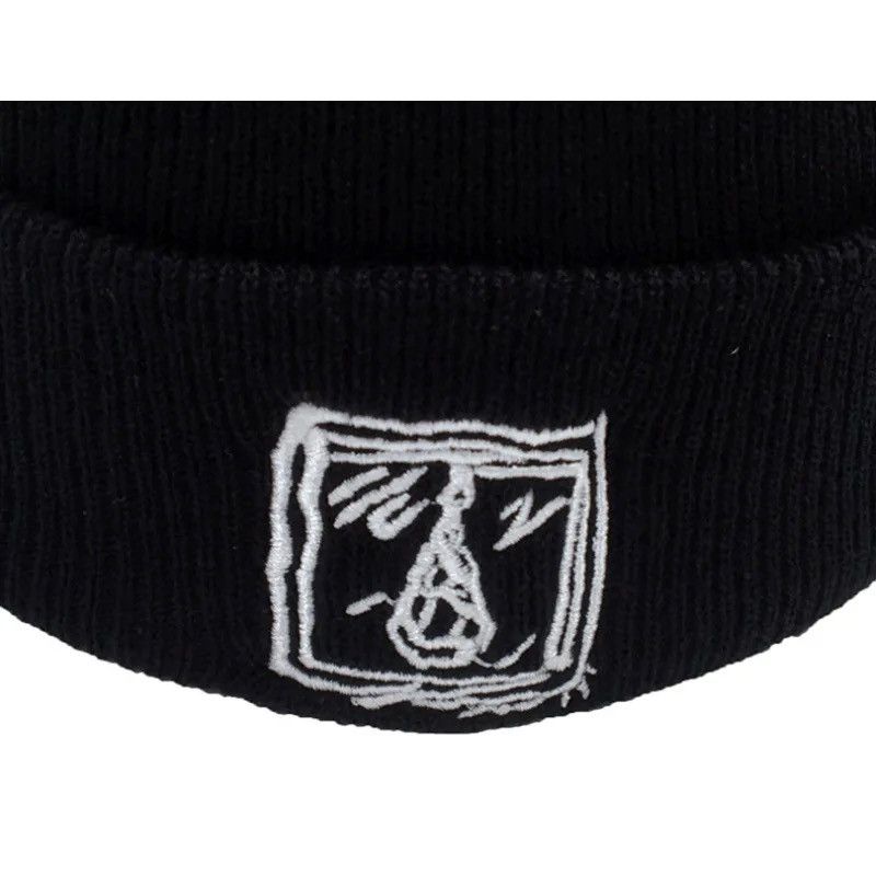 Vintage Winter LilPeep embroidered knitted hat sad face expression Size ONE SIZE - 4 Thumbnail