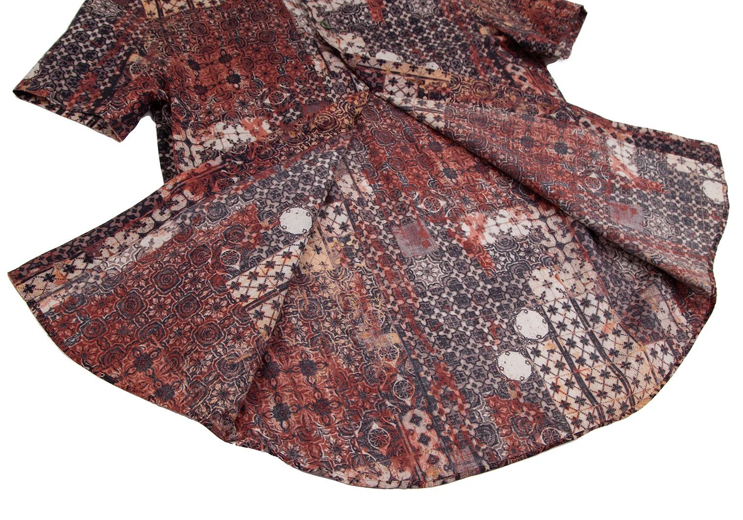 Jean Paul Gaultier Cotton Kilim Pattern Short Sleeve Shirt in Brown 48 Size US M / EU 48-50 / 2 - 8 Thumbnail