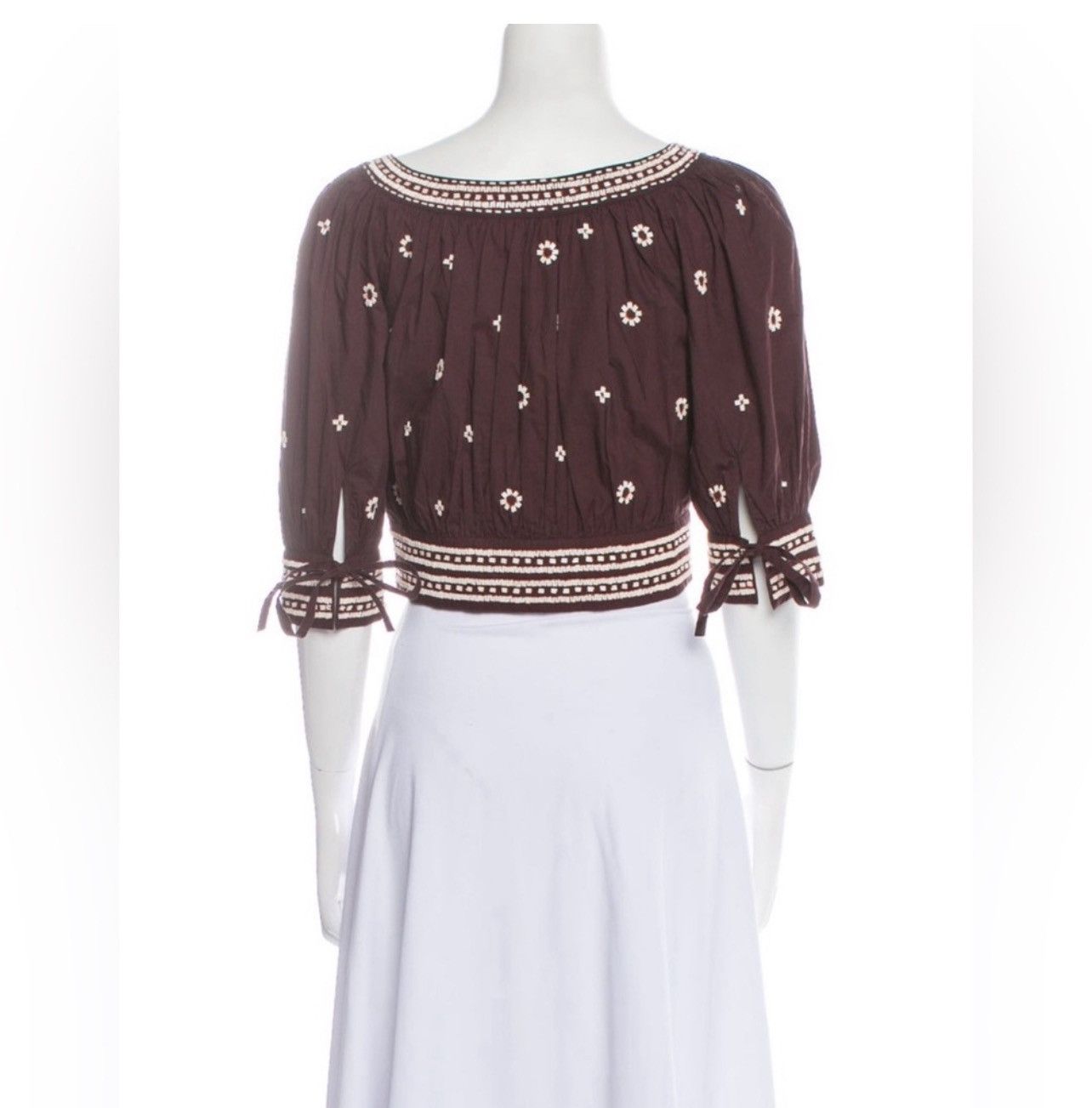 Ulla Johnson ULLA JOHNSON RARE Hand Beaded Zola Crop Top - Brown Size M / US 6-8 / IT 42-44 - 6 Thumbnail