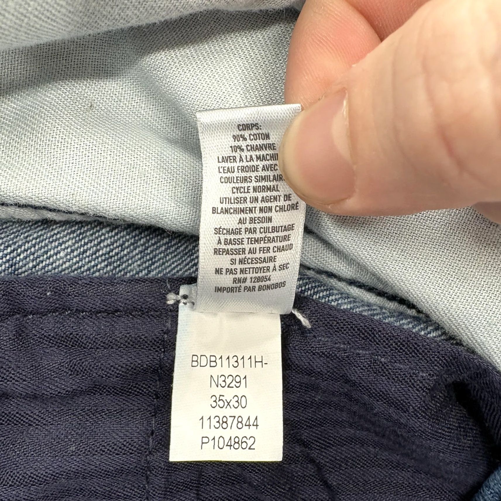 Bonobos Bonobos Pants Mens 35x30 Blue Denim Chino Cotton Hemp Casual Tapered Leg Size US 35 - 6 Thumbnail
