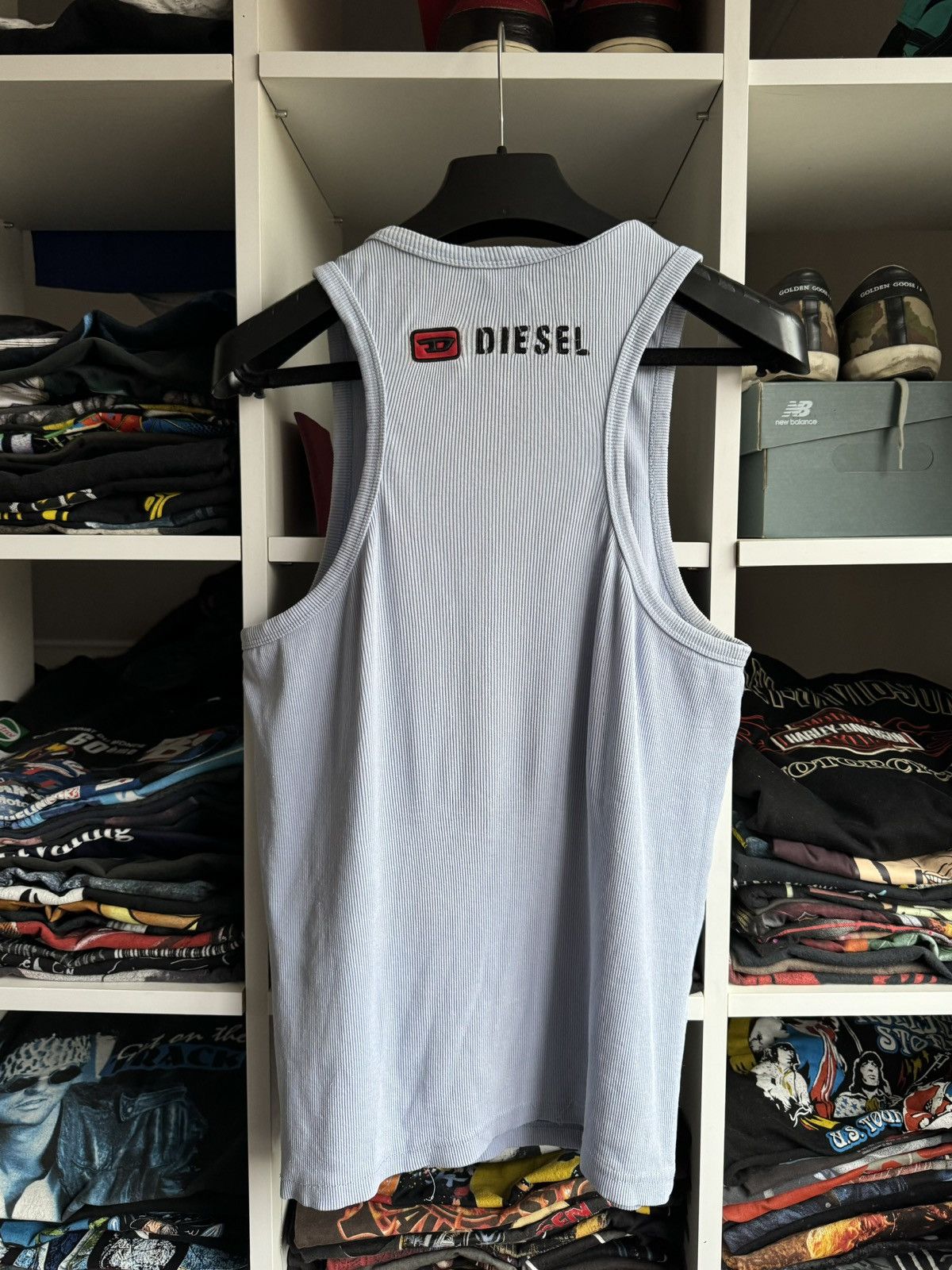 Vintage 90s Diesel Emroidered Spellout Logo Tee Sleeveless