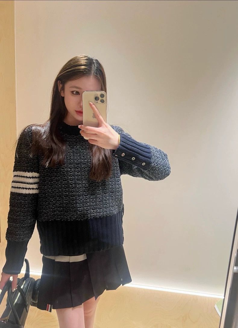 Thom Browne Thom browne Size 3 Blue four-bar pullover sweater 2503-Nex Size L / US 10 / IT 46 - 6 Thumbnail