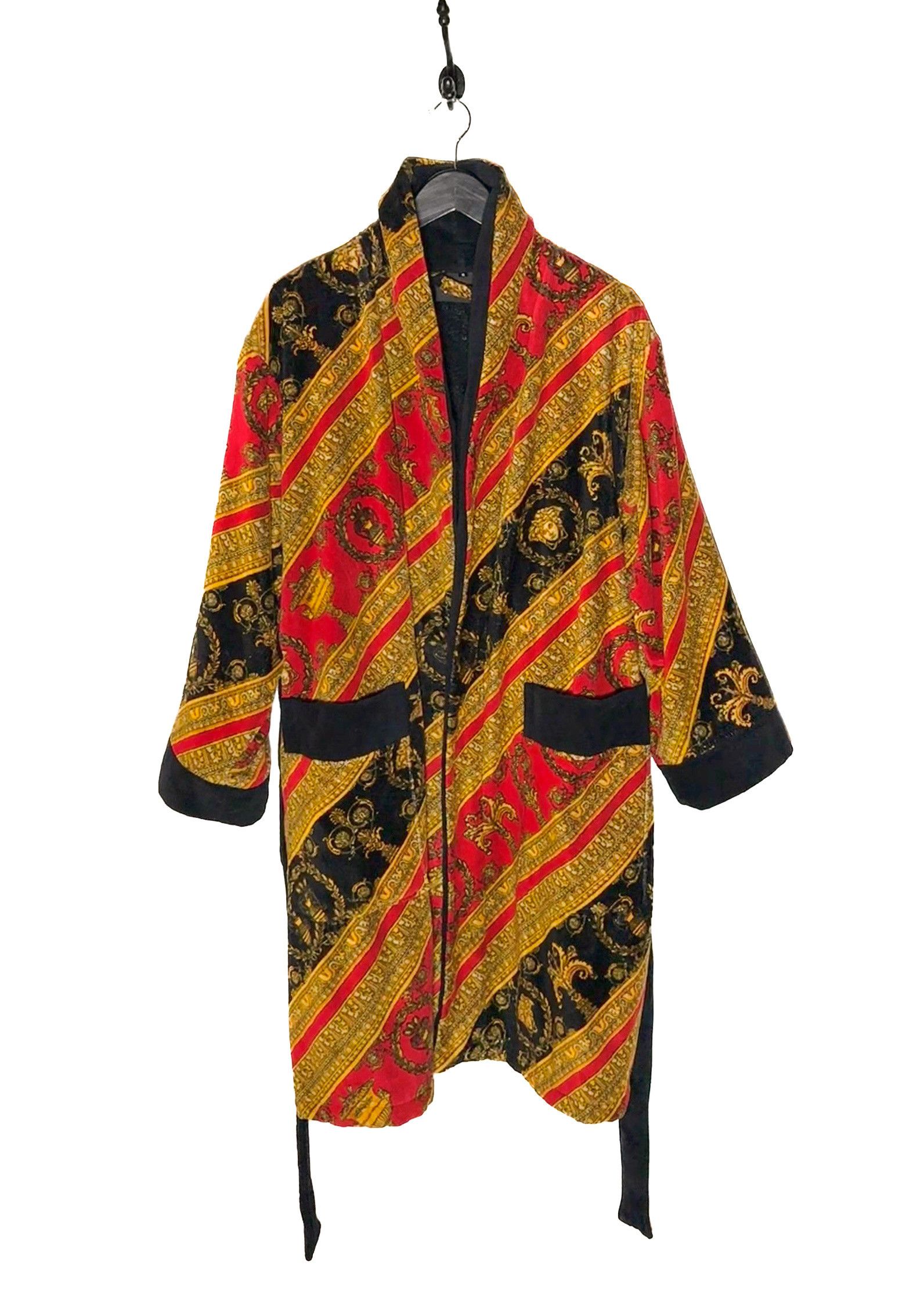 Versace Versace Red Barocco Diagonal Stripe Print Robe Size 38 - 4 Thumbnail