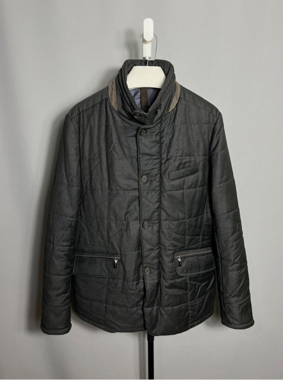 gimos lanificio comero mens jacket wool grey coat full zip