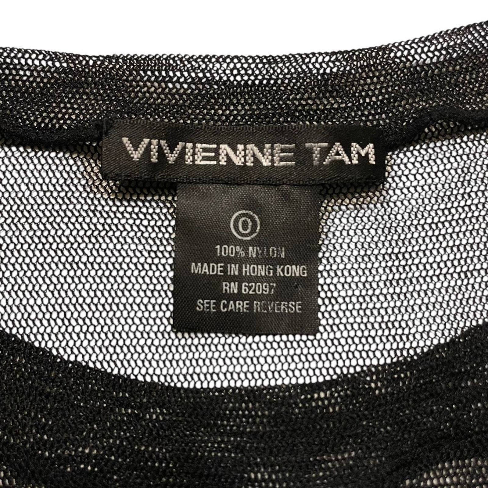 Vivienne Tam RARE VTG 90s Y2K Vivienne Tam black micro mesh floral dress Size XS / US 0-2 / IT 36-38 - 8 Thumbnail