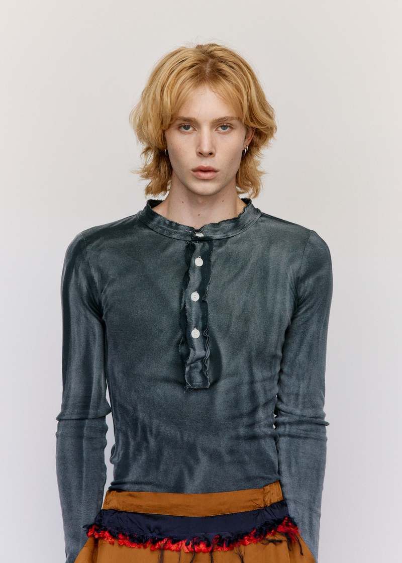 Edward Cuming Edward Cuming Black Raw Stack Henley Size US XL / EU 56 / 4 - 2 Thumbnail