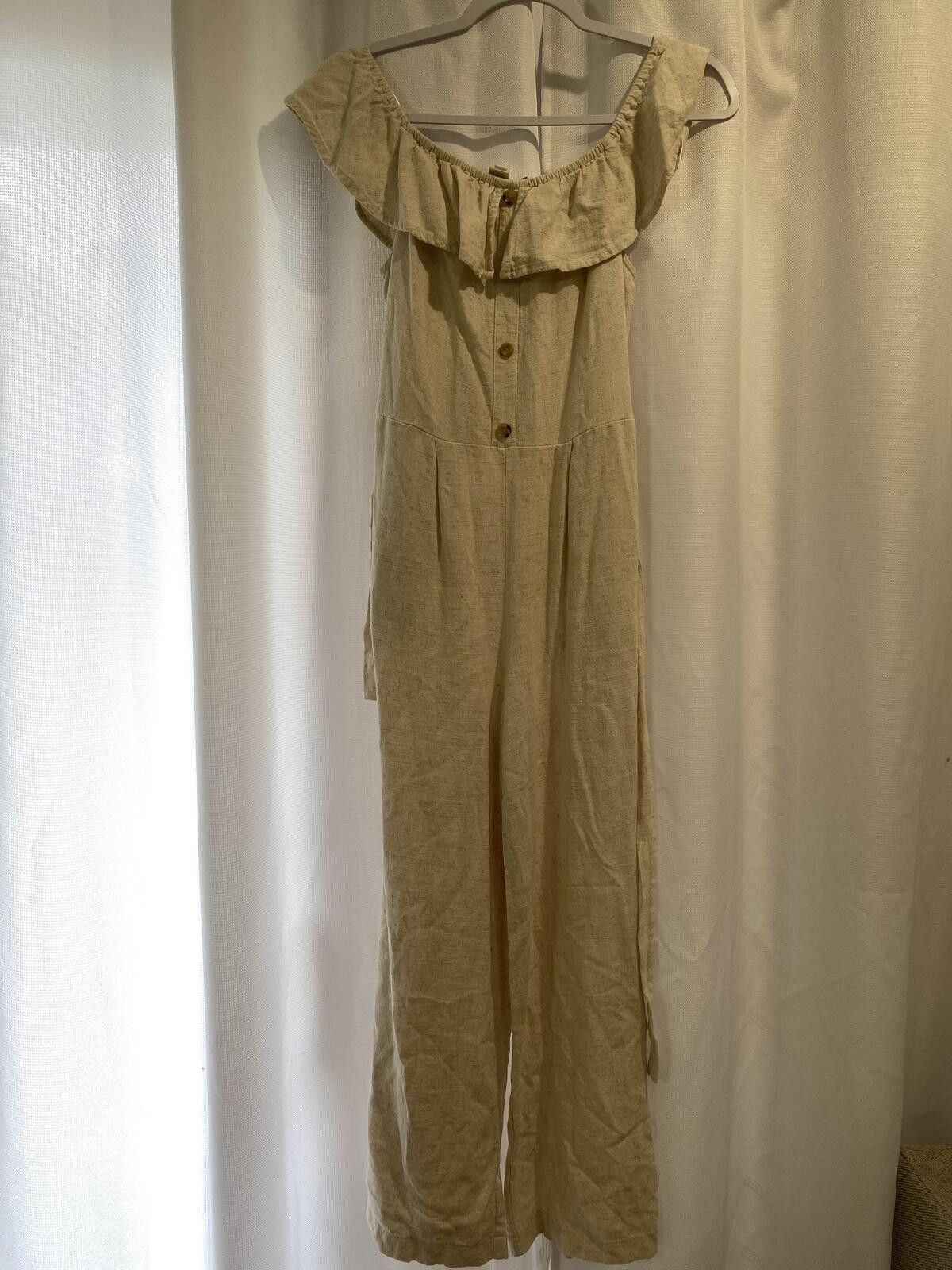 Other Monteau Los Angeles Beige Off-Shoulder Jumpsuit Size S Size 28" / US 6 / IT 42 - 2 Thumbnail