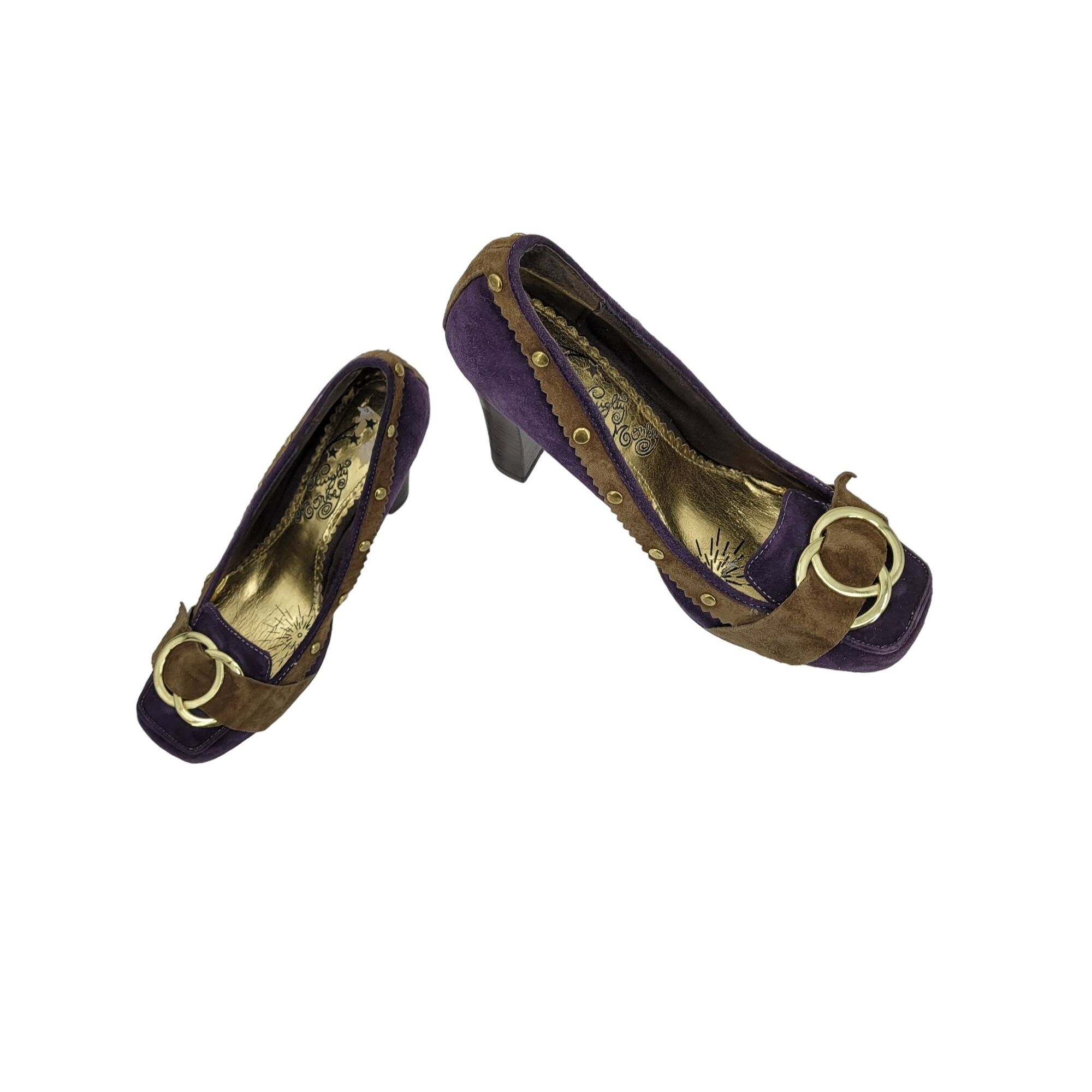 Other Naughty Monkey Heels Pumps Leather Purple Pirate Witchcore G Size US 8.5 / IT 38.5 - 9 Thumbnail