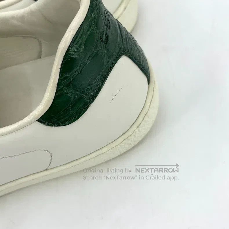 Gucci White striped webbing lacing casual flat board shoes