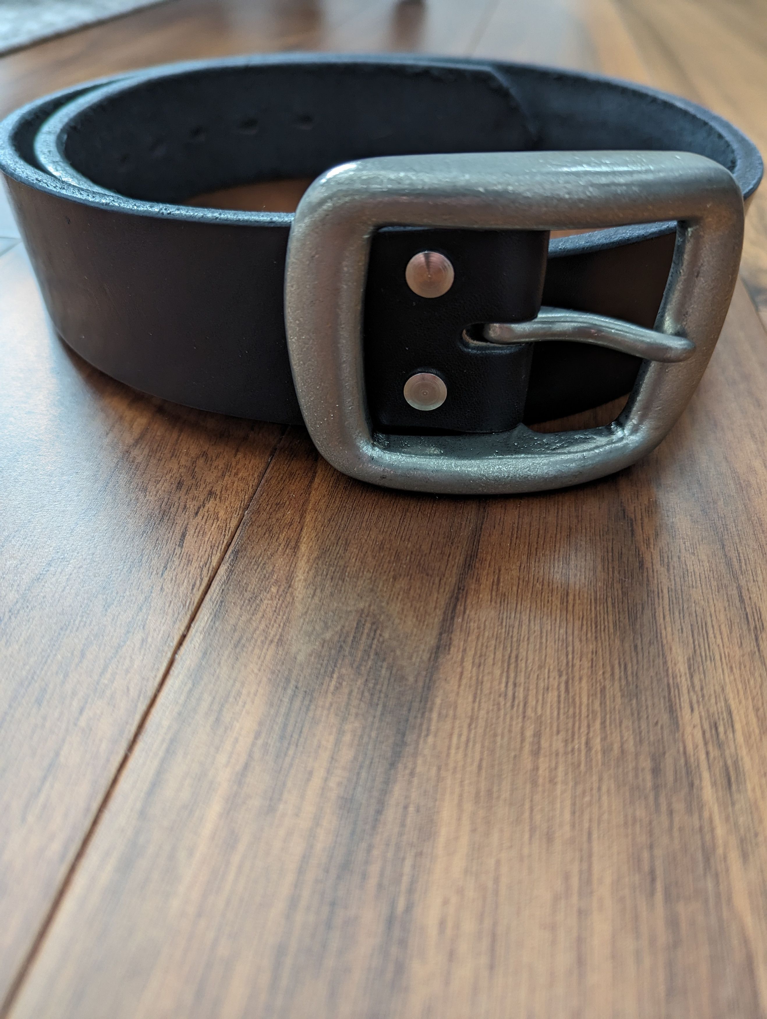 image of Samurai Jeans Samurai Heavyweight Curved Belt in Black, Men's (Size 38)