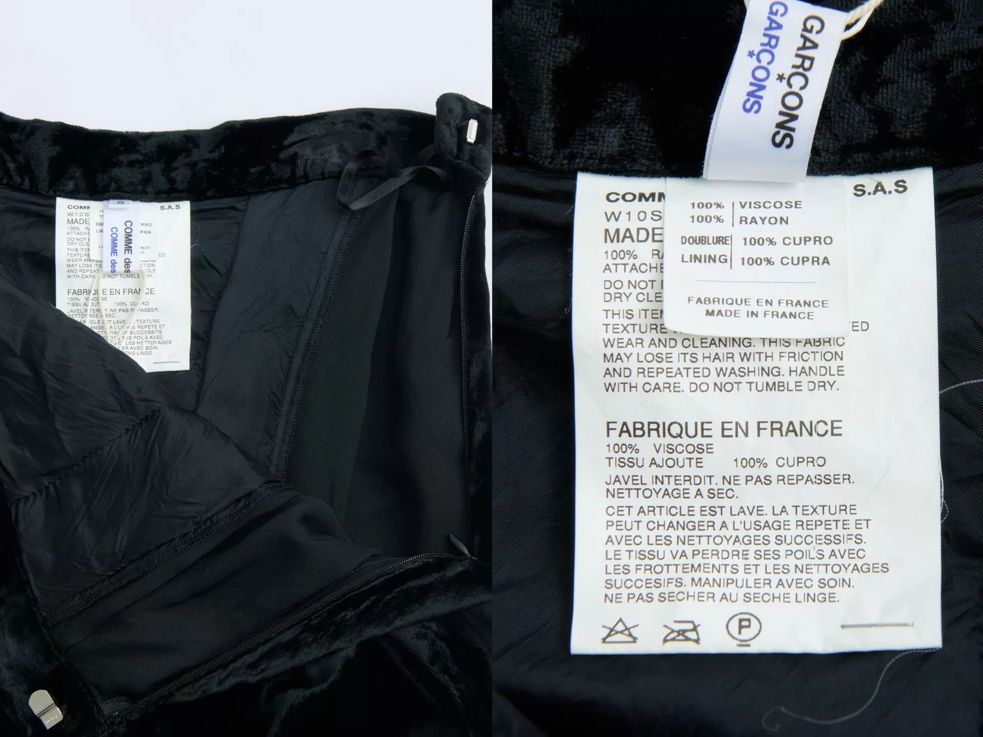 Comme des Garcons COMME des GARÇONS Double CDG Black Velvet Midi Skirt (S) Size 26" / US 2 / IT 38 - 9 Thumbnail