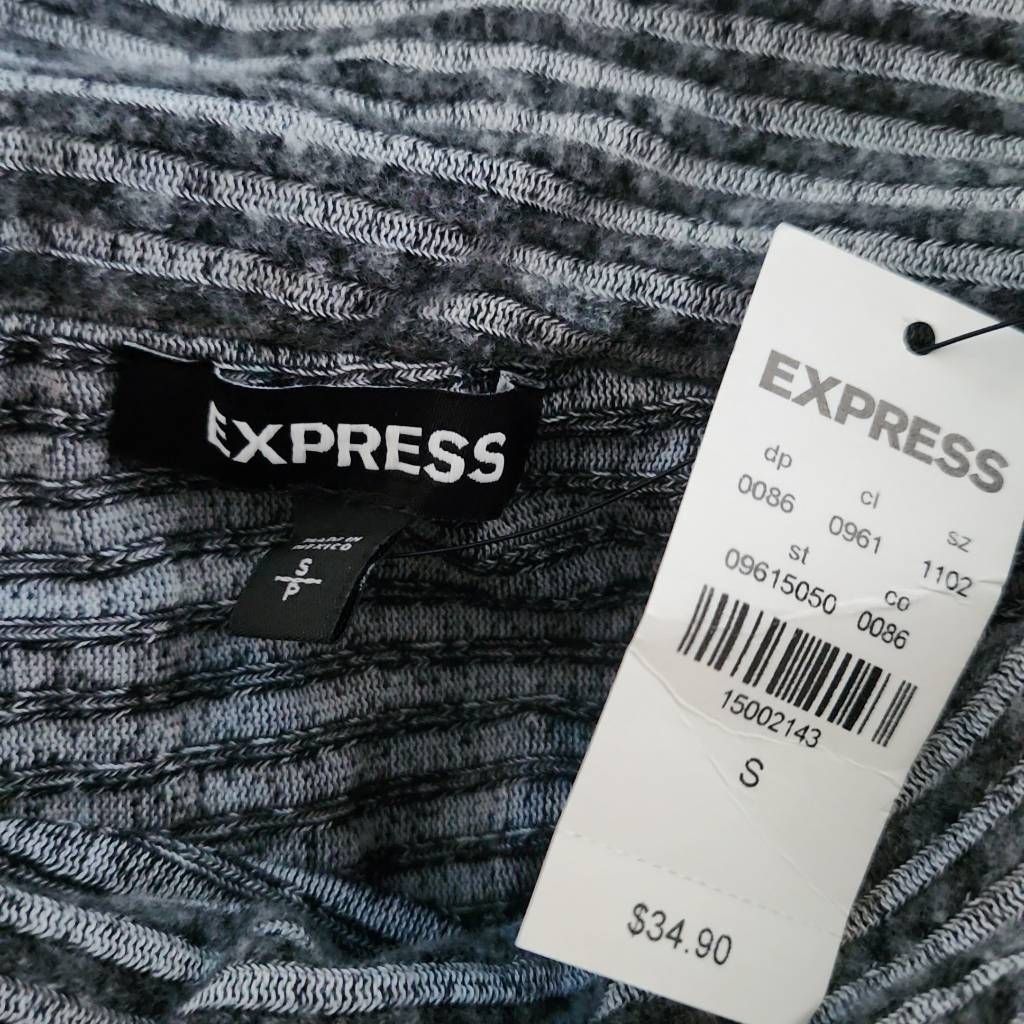 Express Express Women's Size Small Gray Stripe Off Shoulder Soft Lon Size S / US 4 / IT 40 - 2 Thumbnail