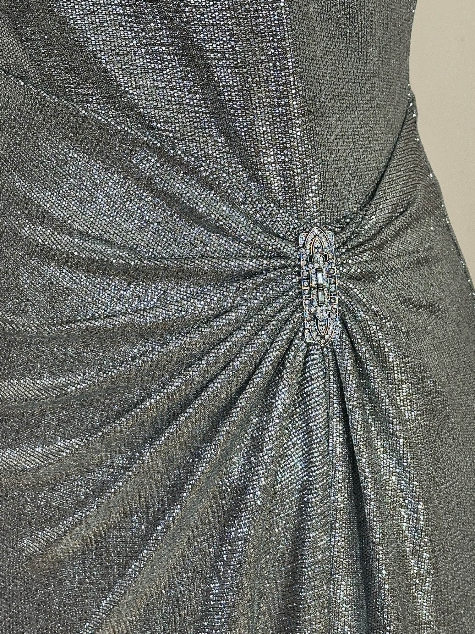 Lauren Ralph Lauren Classic Silver Boat Neck Sparkle Gown Size S / US 4 / IT 40 - 4 Thumbnail