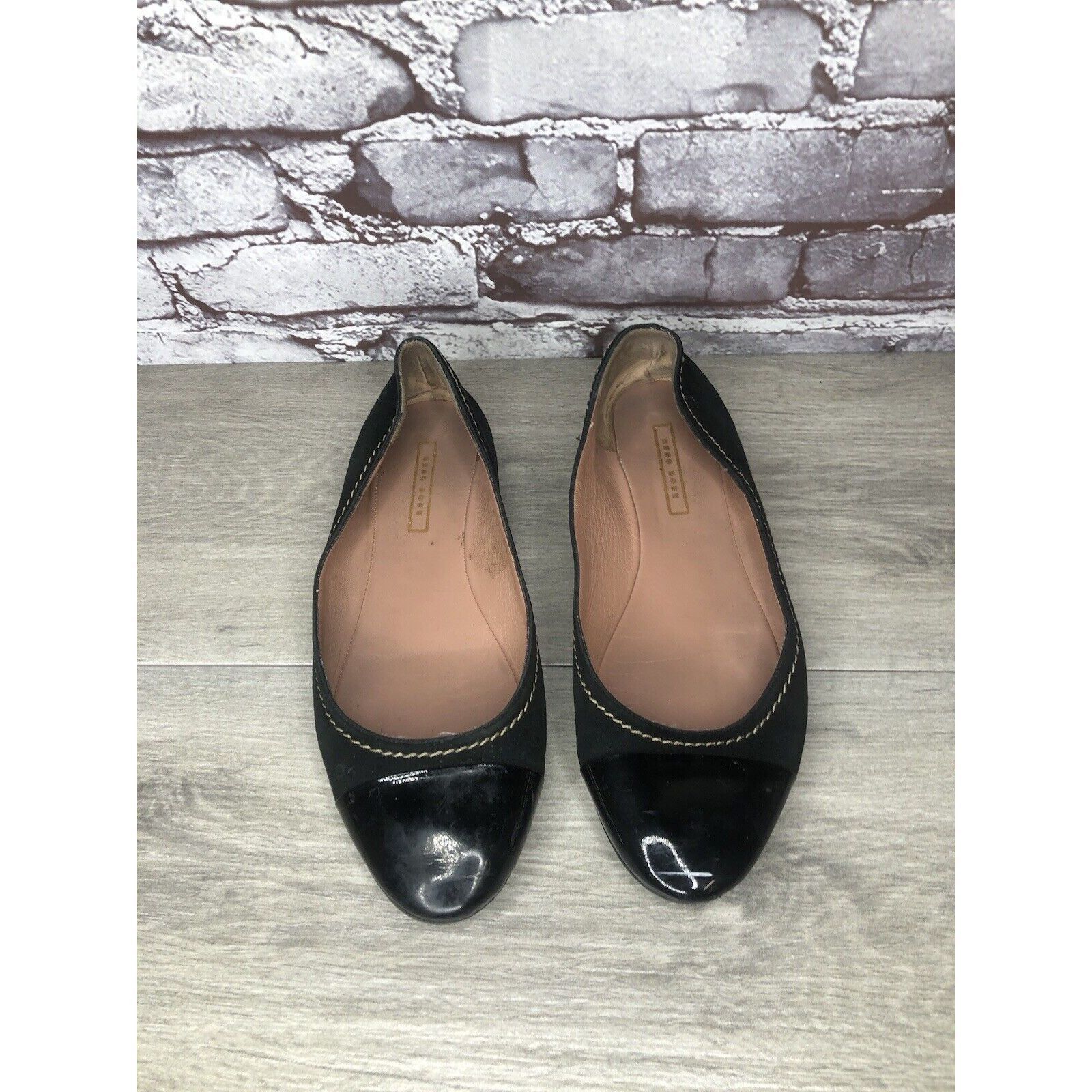 Hugo Boss Boss Hugo Boss Black Suede Leather Ballerina Flats Shoes Wom Size US 8.5 / IT 38.5 - 2 Thumbnail
