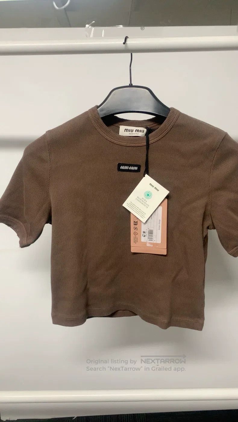 Miu Miu Miu Miu Size S Brown short-sleeved T-shirt Size S / US 4 / IT 40 - 4 Thumbnail